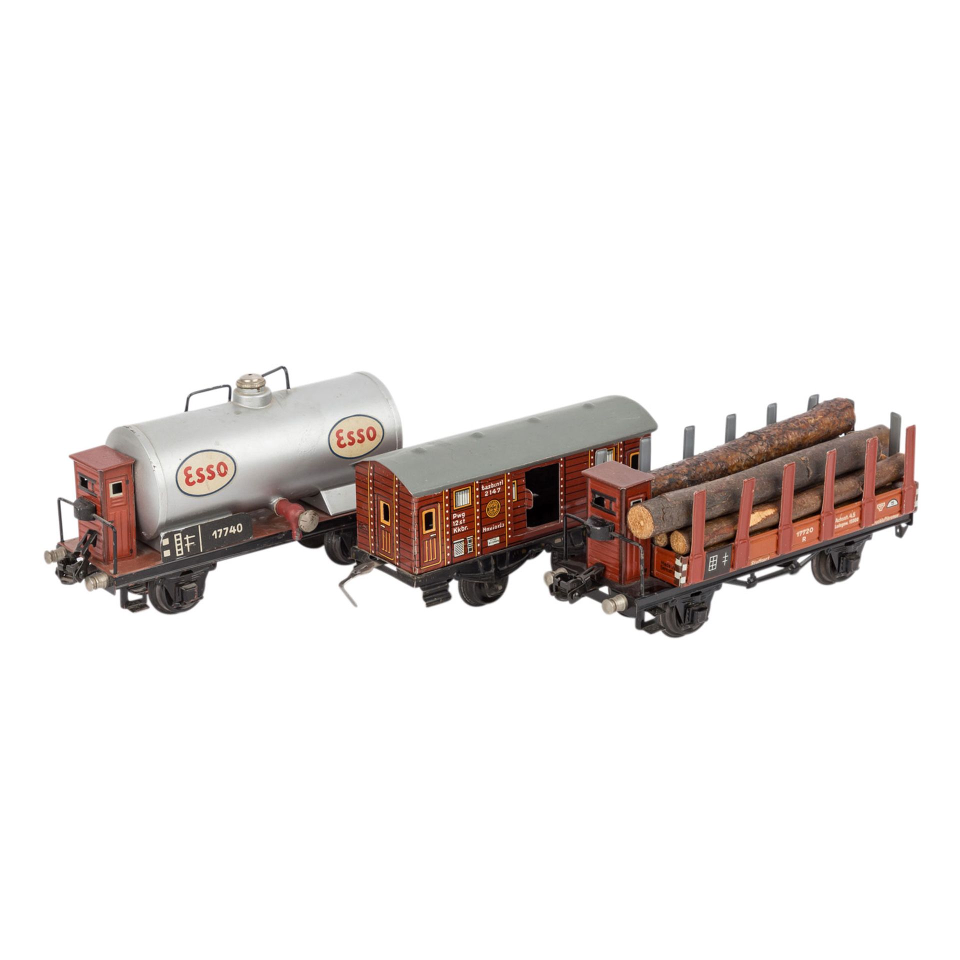 MÄRKLIN großes Eisenbahn-Konvolut mit Personen- und Güterwagen, Spur 0, 1930-1955,Blech, - Bild 3 aus 5