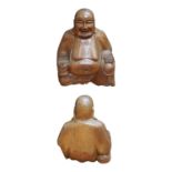 Budai aus Holz, CHINA, 20. Jh..H: 45 cm.Laughing Buddha made from wood. China, 20th century. Height: