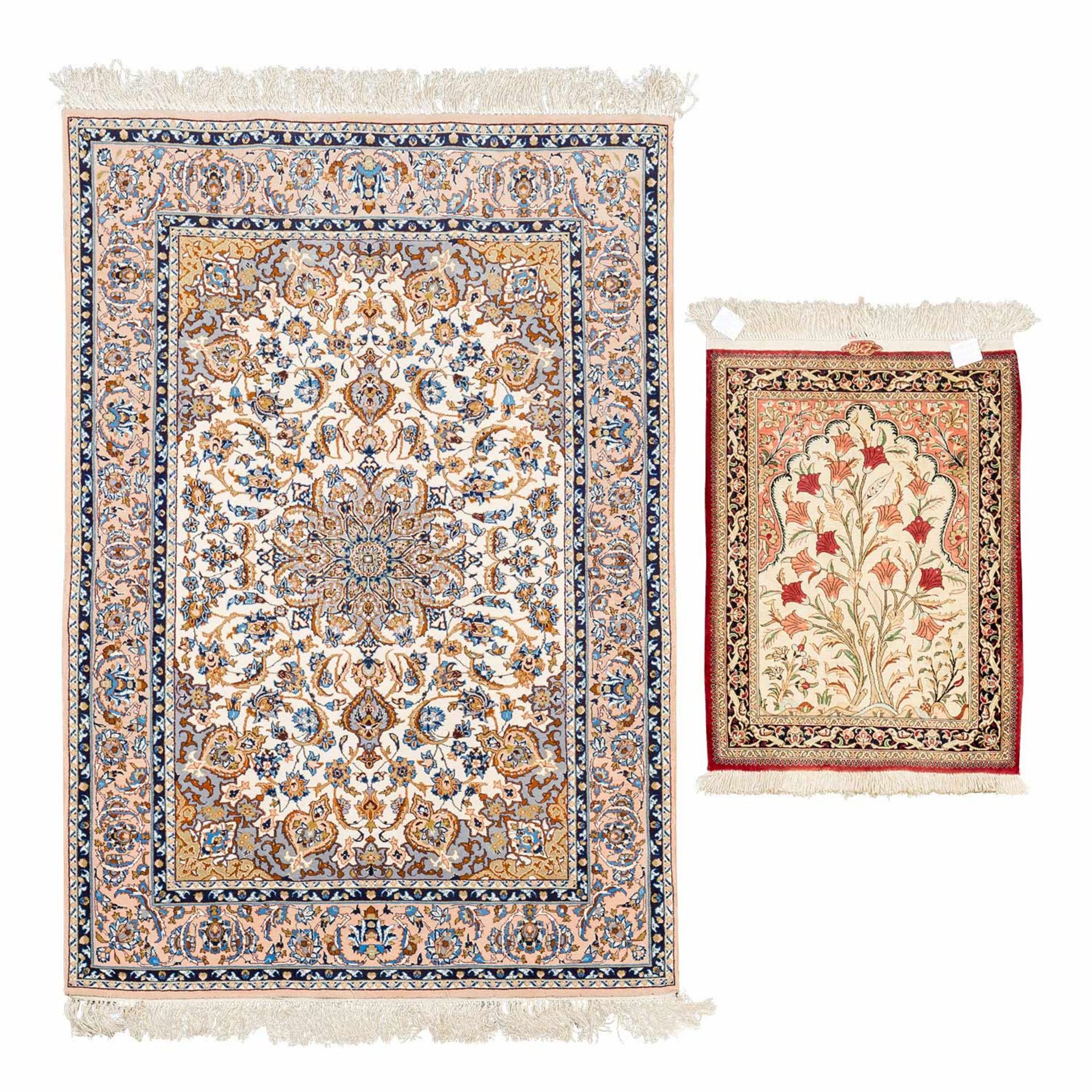 2 Orientteppiche. PERSIEN, 20. Jh..1 GHOM, 77x55 cm und 1 NAIN, 156x108 cm.2 oriental carpets.