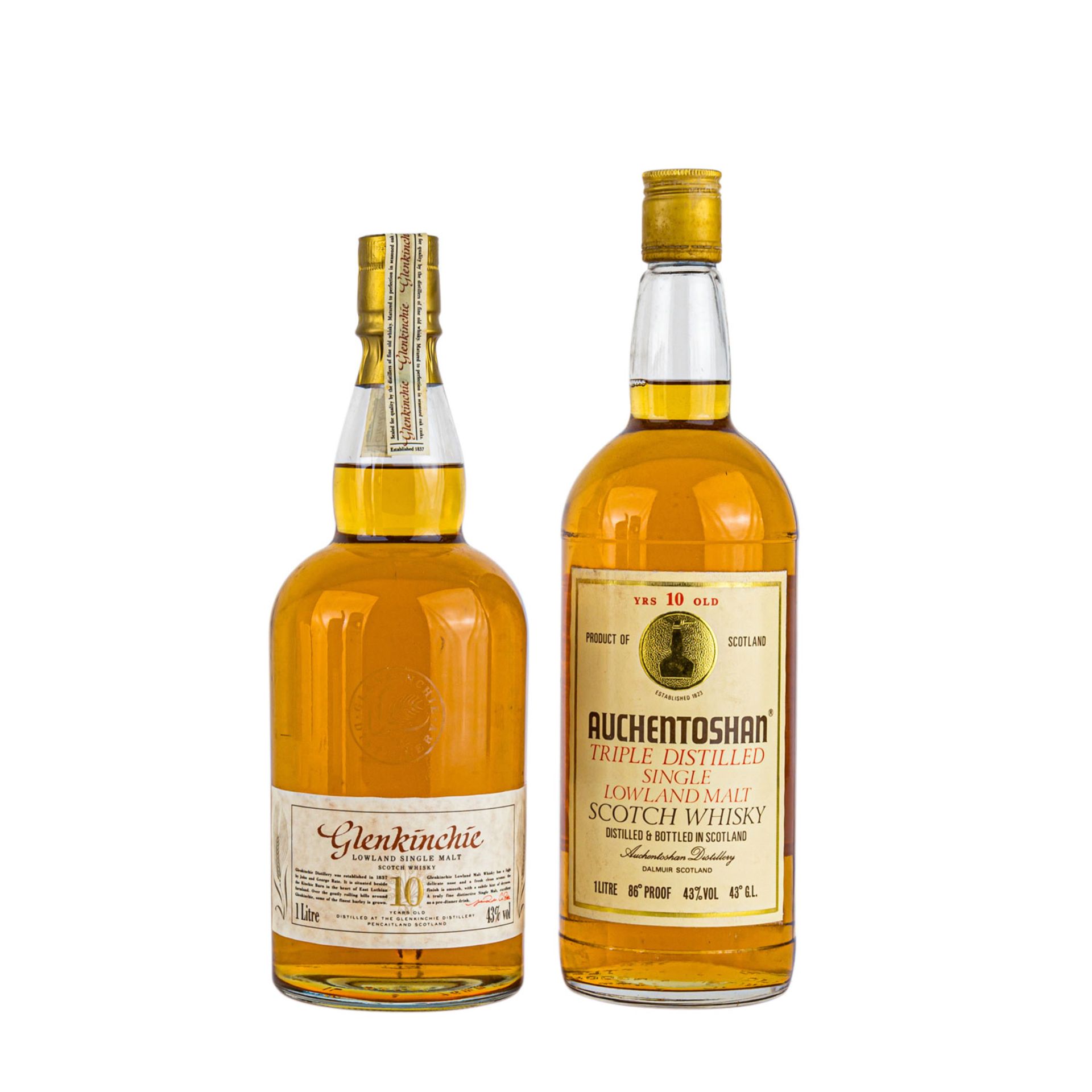 2 Flaschen Single Malt Scotch Whisky GLENKINCHIE 10 years / AUCHENTOSHAN 10 yearsRegion: Lowlands, - Bild 2 aus 5