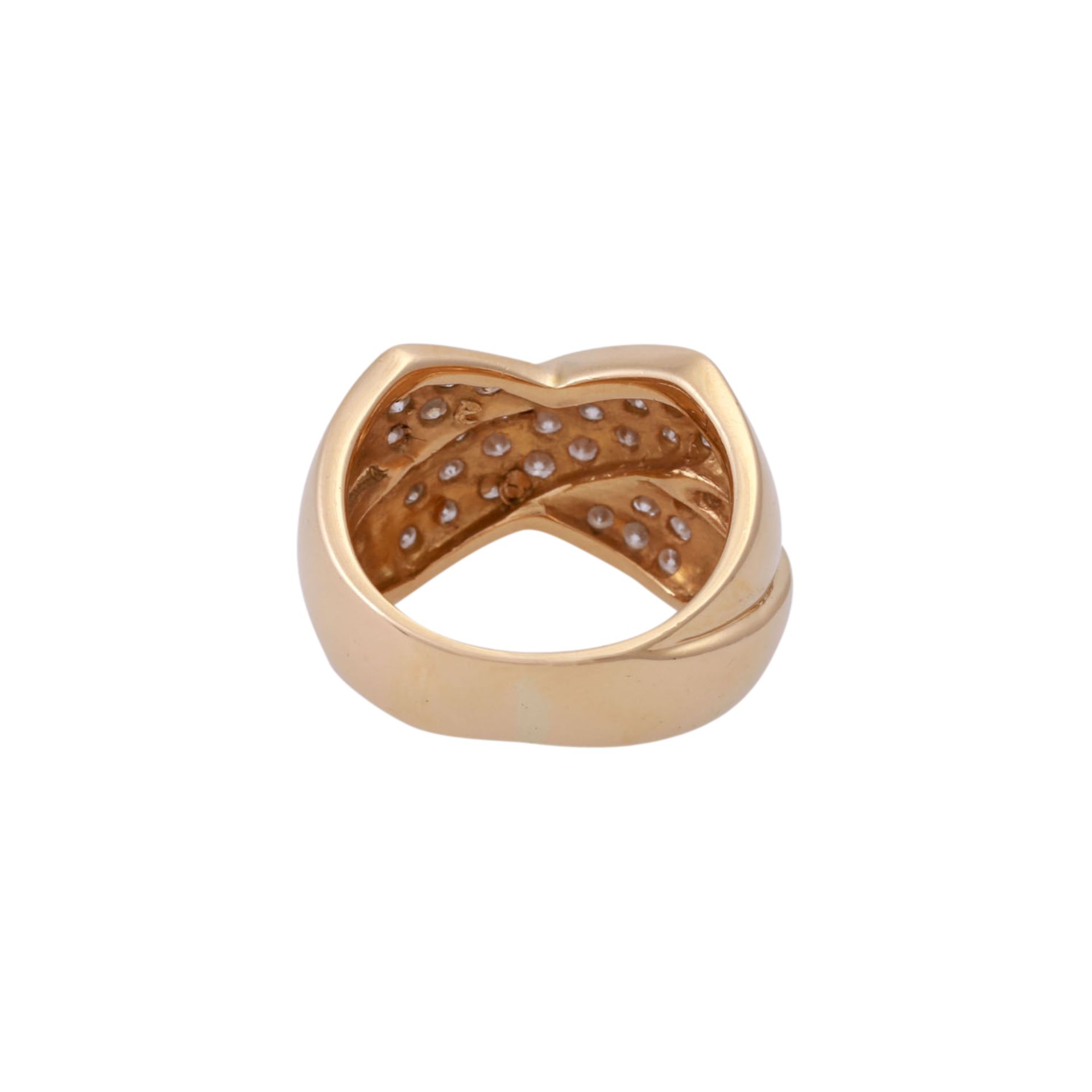 Ring mit Brillantbesatz zus. ca. 0,75 ctFW (F-G)/VVS, GG 18K. RW: ca. 54,5, Schiene unrund. 20./ - Bild 4 aus 4