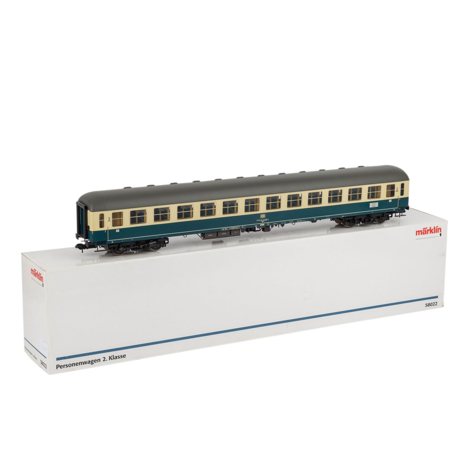 MÄRKLIN Personenwagen 2. Klasse, 58022, Spur 1,Ozeanblau-/cremefarben, Schnellzug-Personenwagen