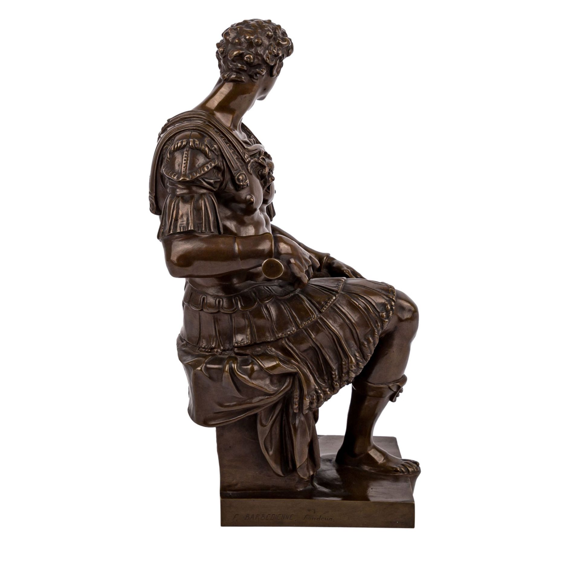 BARBEDIENNE, FERDINAND (1810-1892, franz. Bildhauer und Gießer), "Römischer Kaiser"Bronze, brüniert, - Bild 4 aus 6