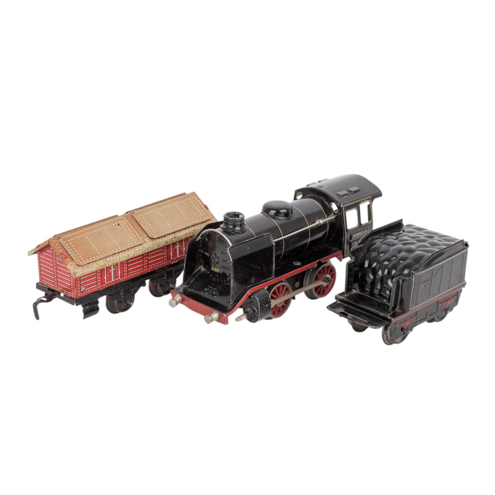 MÄRKLIN großes Eisenbahn-Konvolut mit Personen- und Güterwagen, Spur 0, 1930-1955,Blech, - Bild 4 aus 5