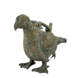 Bronze eines Vogelmischwesens. CHINA.Fabelwesen aus der alt-chinesischen Mythologie. Schöne, grüne