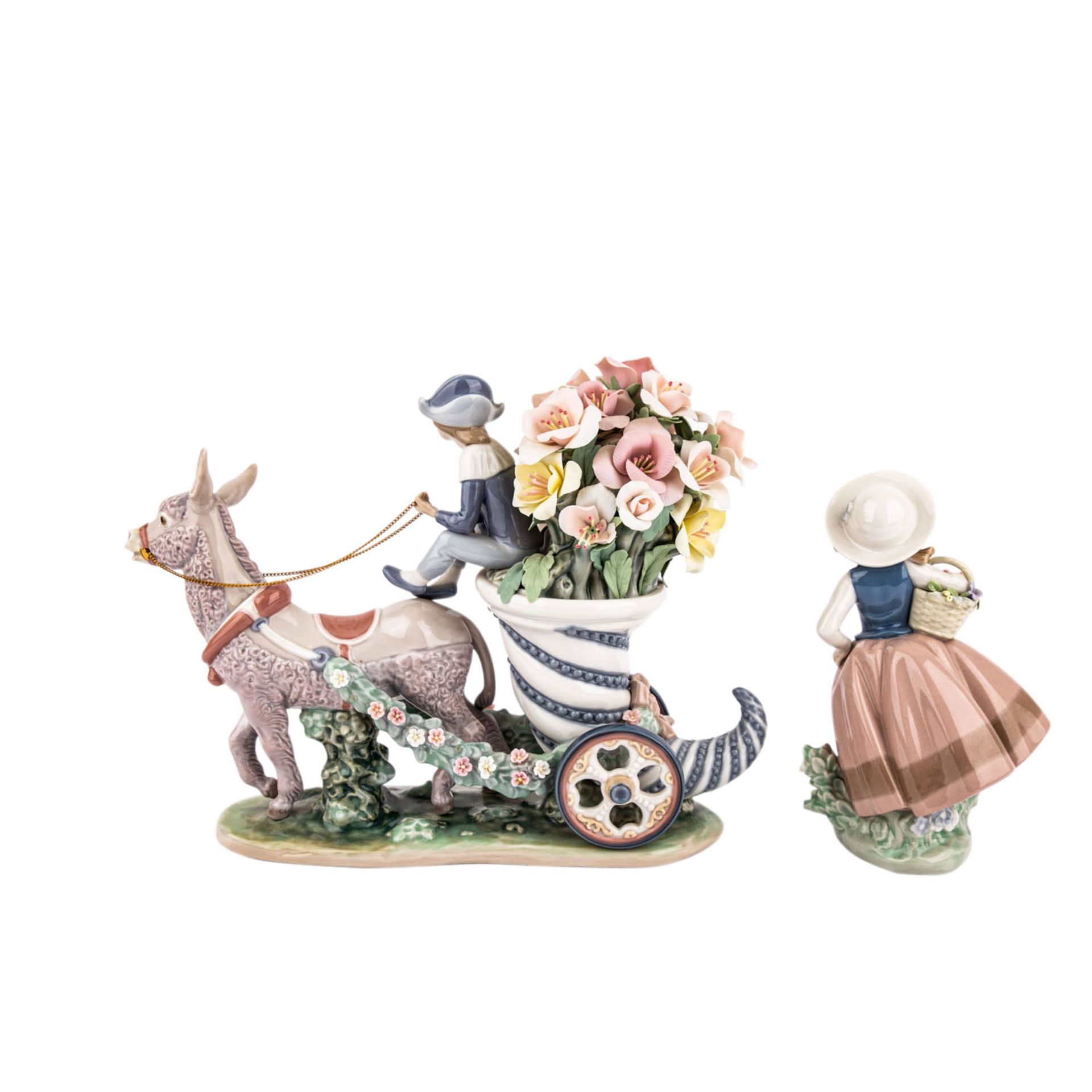 LLADRO 2 Figuren, 20. Jh..1 Figur 'Blumenmädchen', H. ca. 16,5cm, 1 Blattspitze fehlt und 1 - Bild 4 aus 6