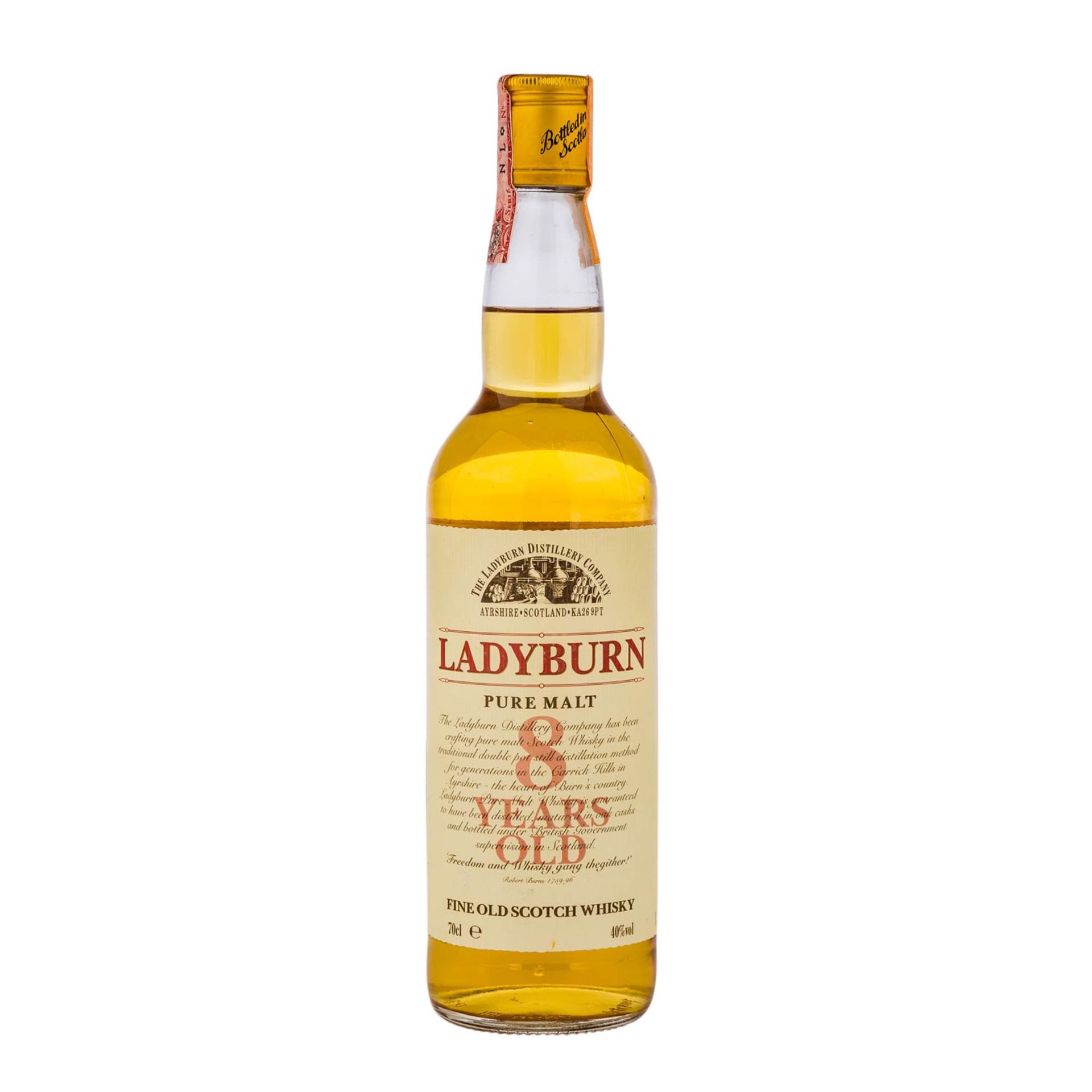 LADYBURN 8 years Pure Malt Scotch Whisky, rar,Region: Lowlands, Ladyburn Distillery Company,