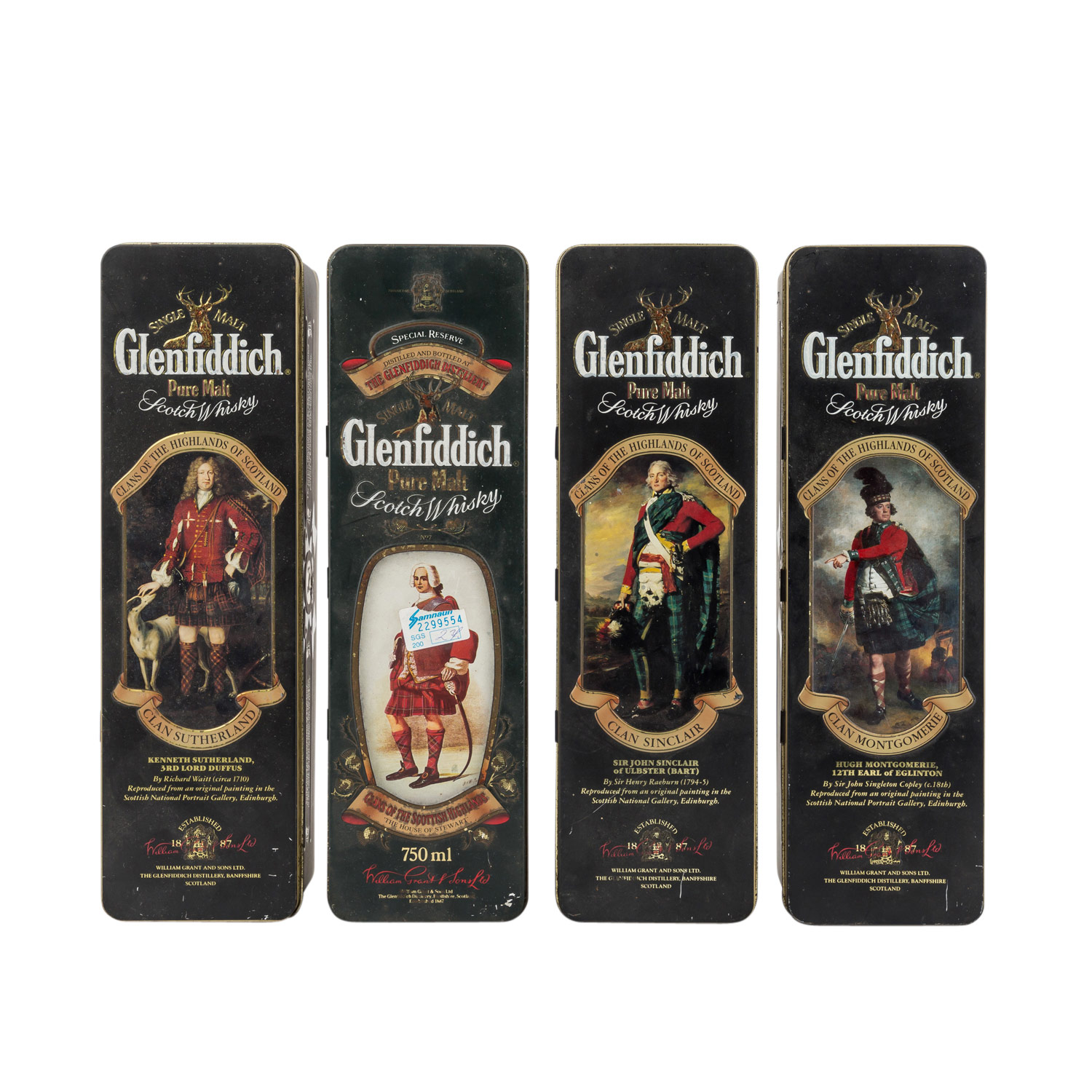 4 Flaschen Single Malt Scotch Whisky GLENFIDDICH 'Clans of the Highlands of Scotland',Region: