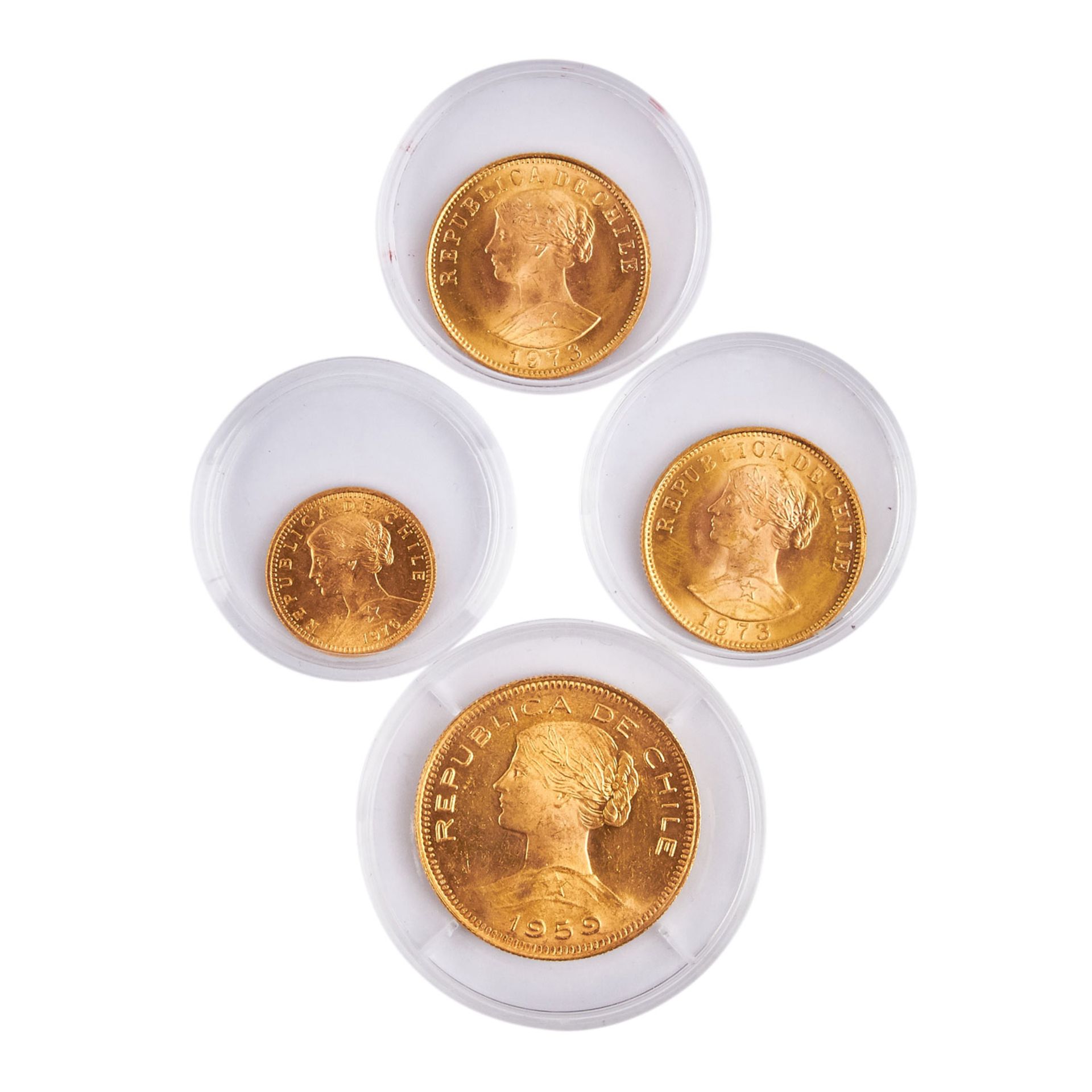 Schönes Anlagelot Chile in GOLD - bestehend aus1 x Chile - 100 Pesos 1959, ss-vz.,18,3g GOLD fein. 2