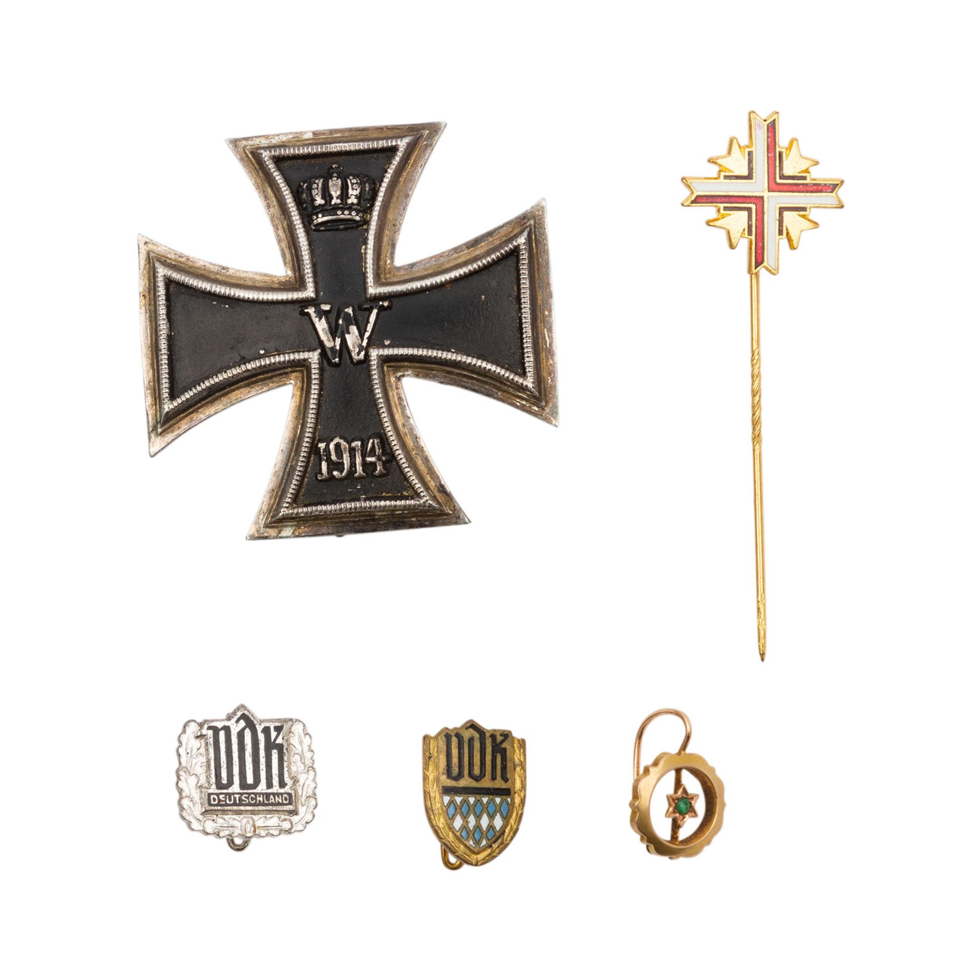 WK I - Eisernes Kreuz 1. Klasse,gewölbt, an Nadel, ohne Hersteller, versilbert. Starke