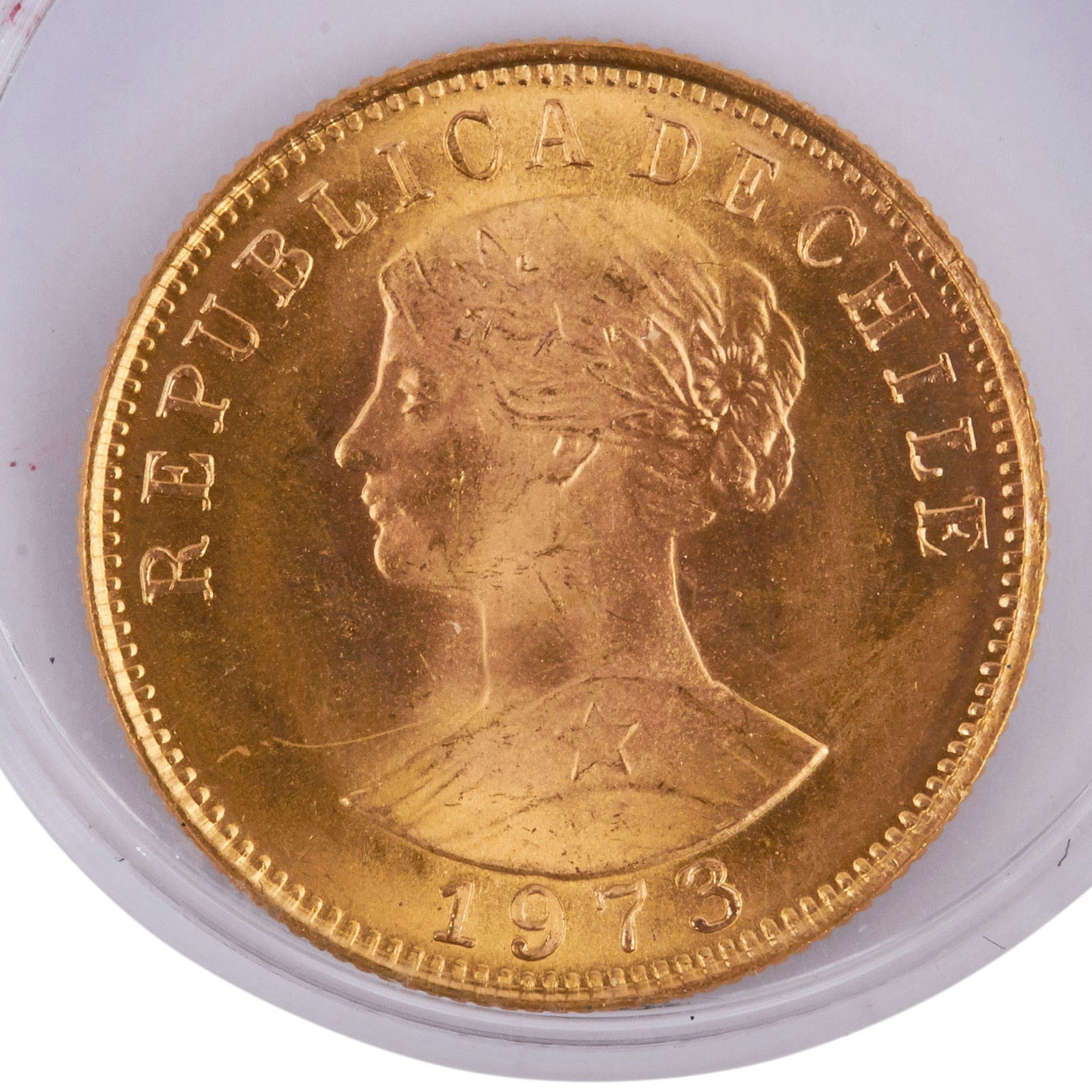 Schönes Anlagelot Chile in GOLD - bestehend aus1 x Chile - 100 Pesos 1959, ss-vz.,18,3g GOLD fein. 2 - Bild 5 aus 5