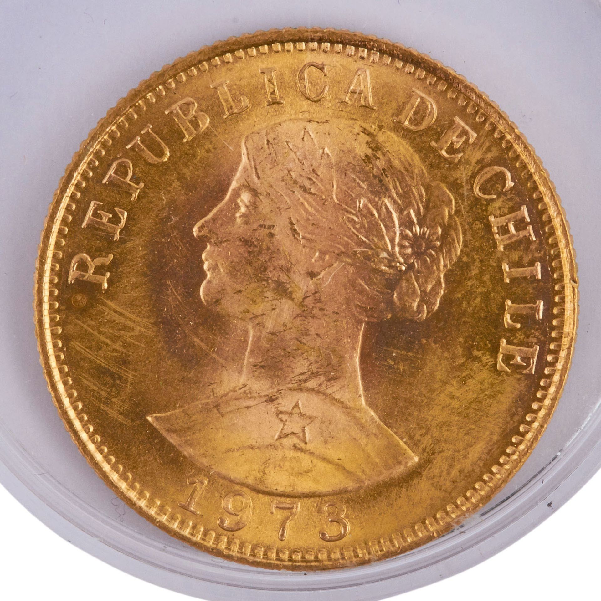 Schönes Anlagelot Chile in GOLD - bestehend aus1 x Chile - 100 Pesos 1959, ss-vz.,18,3g GOLD fein. 2 - Bild 4 aus 5