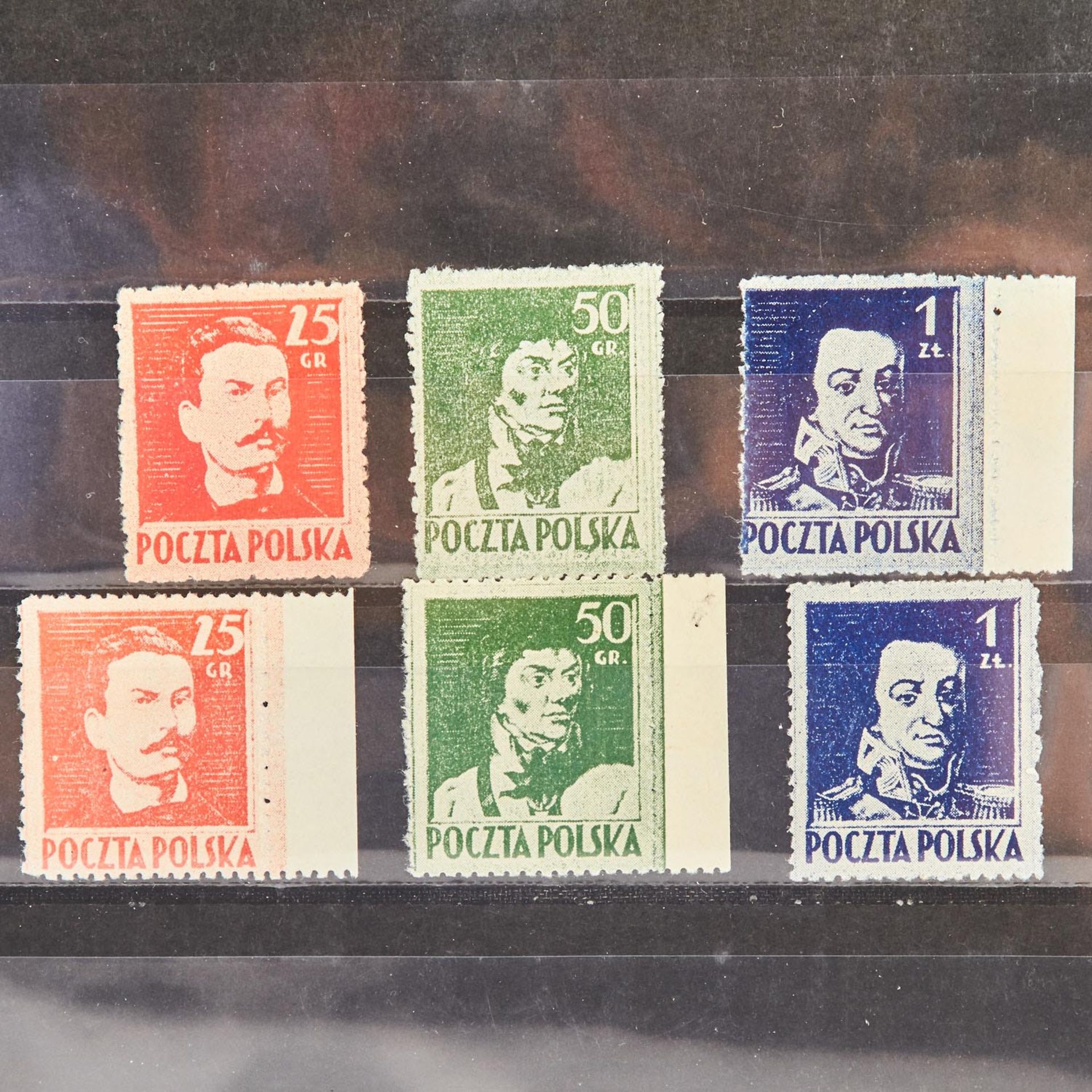 Polen - 1944, Freiheitskämpfer (Mi-Nr.380-382), 2 Sätze, Zähnung C,postfrisch ohne Gummi (wie