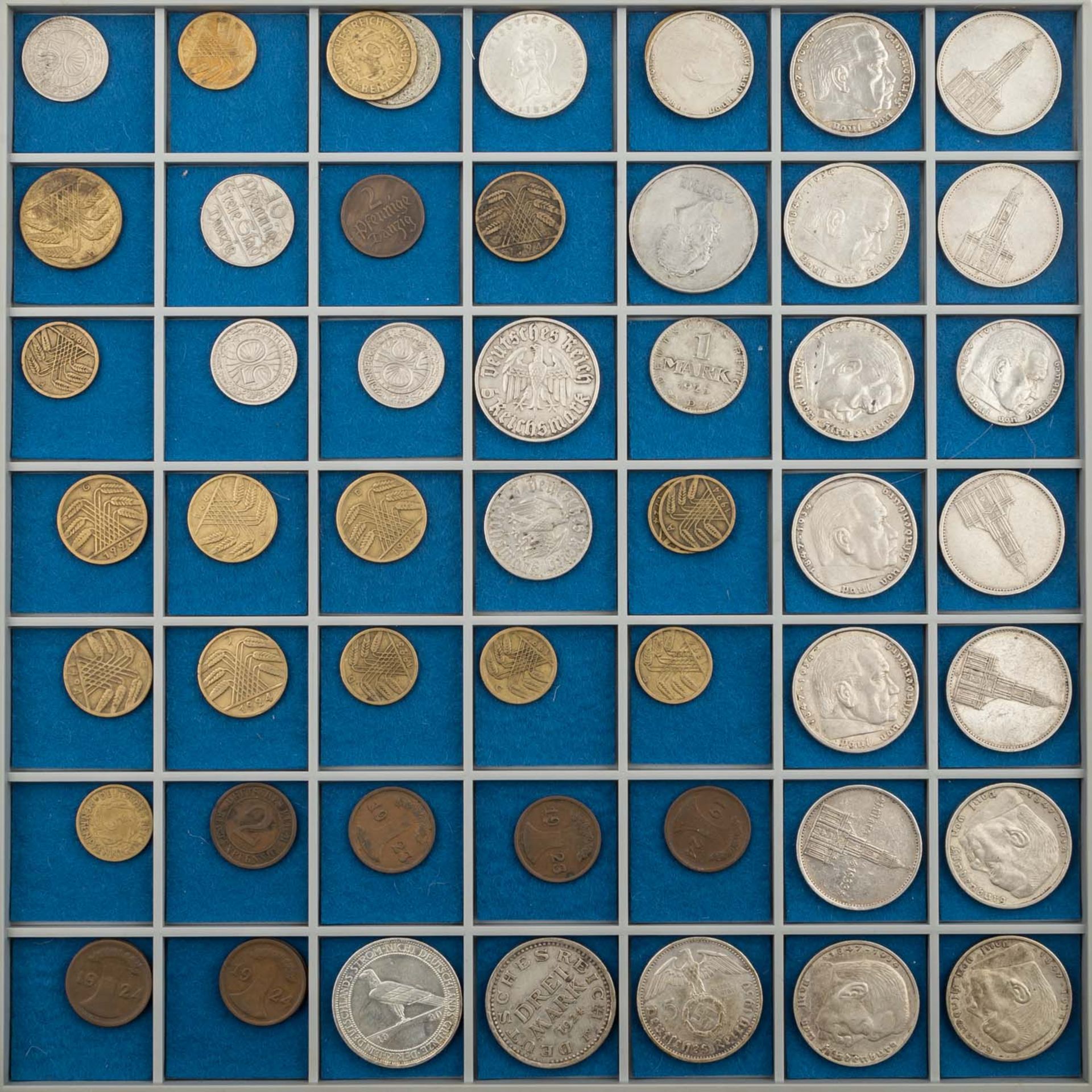 Dt. Kaiserreich/Weimarer Republik/III. Reich - Münzturm mit 8 Tableaus,beginnend mit Kleinmünzen, - Bild 2 aus 9