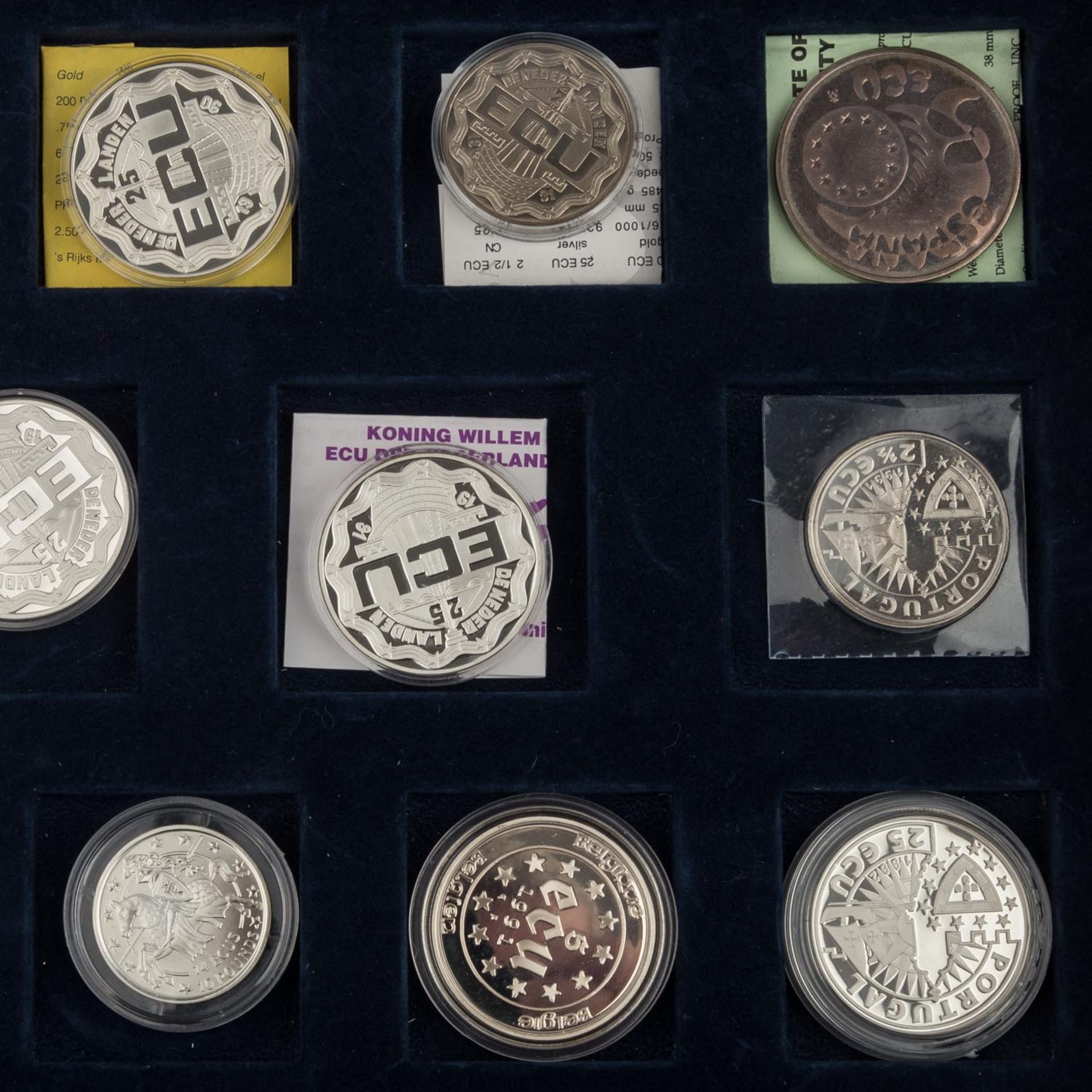 ECU Sammlung - Samtschatulle mit 26 Münzen,überwiegend Niederlande u.a. Silber und nicht Silber. - Bild 4 aus 4