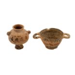 2 kleine Henkelgefäße, wohl antikes Griechenland 7.Jh.v.Chr. -1 x korinthischer Miniaturskyphos 7.