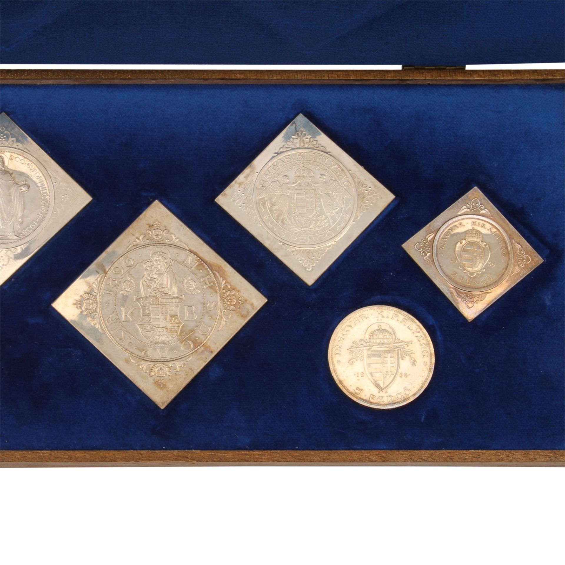 Ungarn - Sammlung von 5 Klippen und zwei Münzen:2 Pengo Klippe 1935, Miklos Horty / Franz Rakoczi; 2 - Bild 3 aus 3