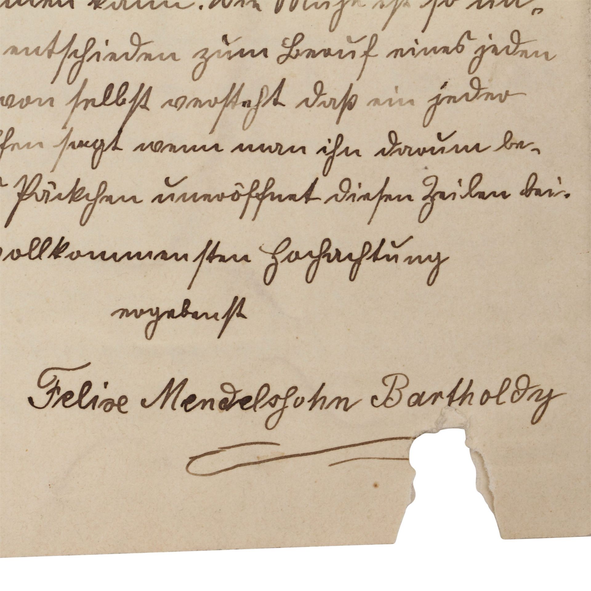 FELIX MENDELSSOHN BARTHOLDY (1809-1847) – Abschrift eines als verschollengeltenden Briefes des