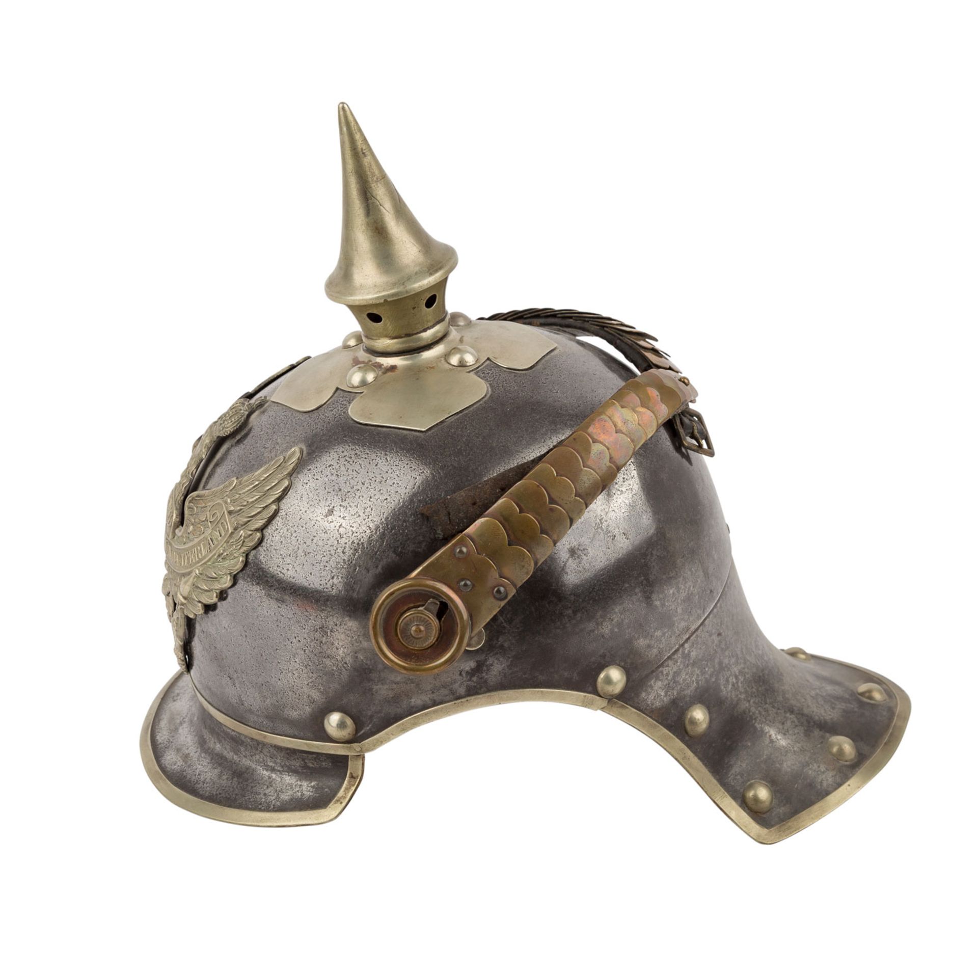 Preussen - Pickelhaube Dragoner,"Jamaschke 1913", Innenetikett "Unteroffizier Schulze - Ers. Bat. - Bild 2 aus 7