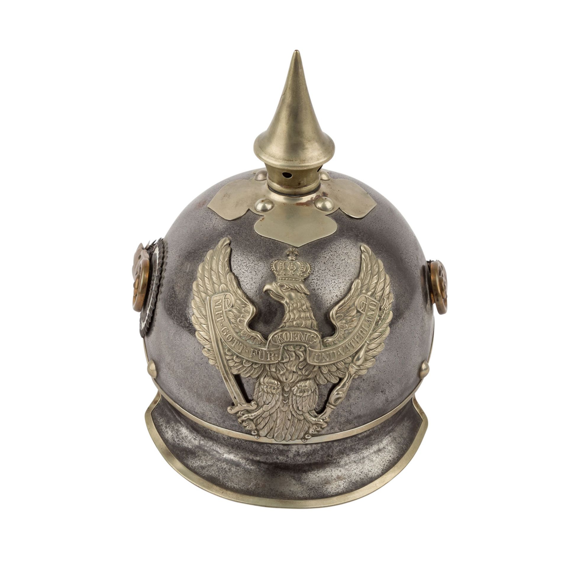 Preussen - Pickelhaube Dragoner,"Jamaschke 1913", Innenetikett "Unteroffizier Schulze - Ers. Bat.