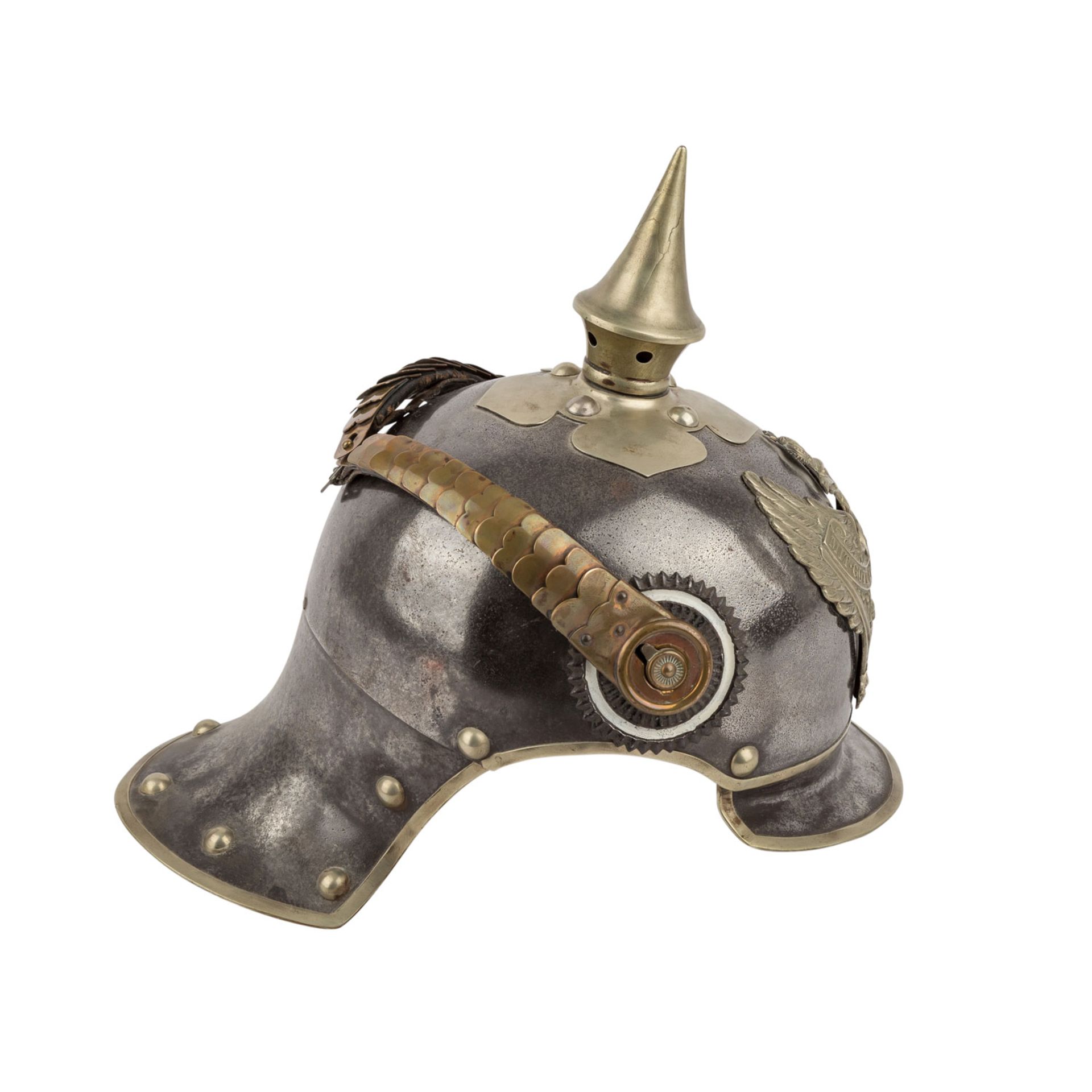 Preussen - Pickelhaube Dragoner,"Jamaschke 1913", Innenetikett "Unteroffizier Schulze - Ers. Bat. - Bild 4 aus 7