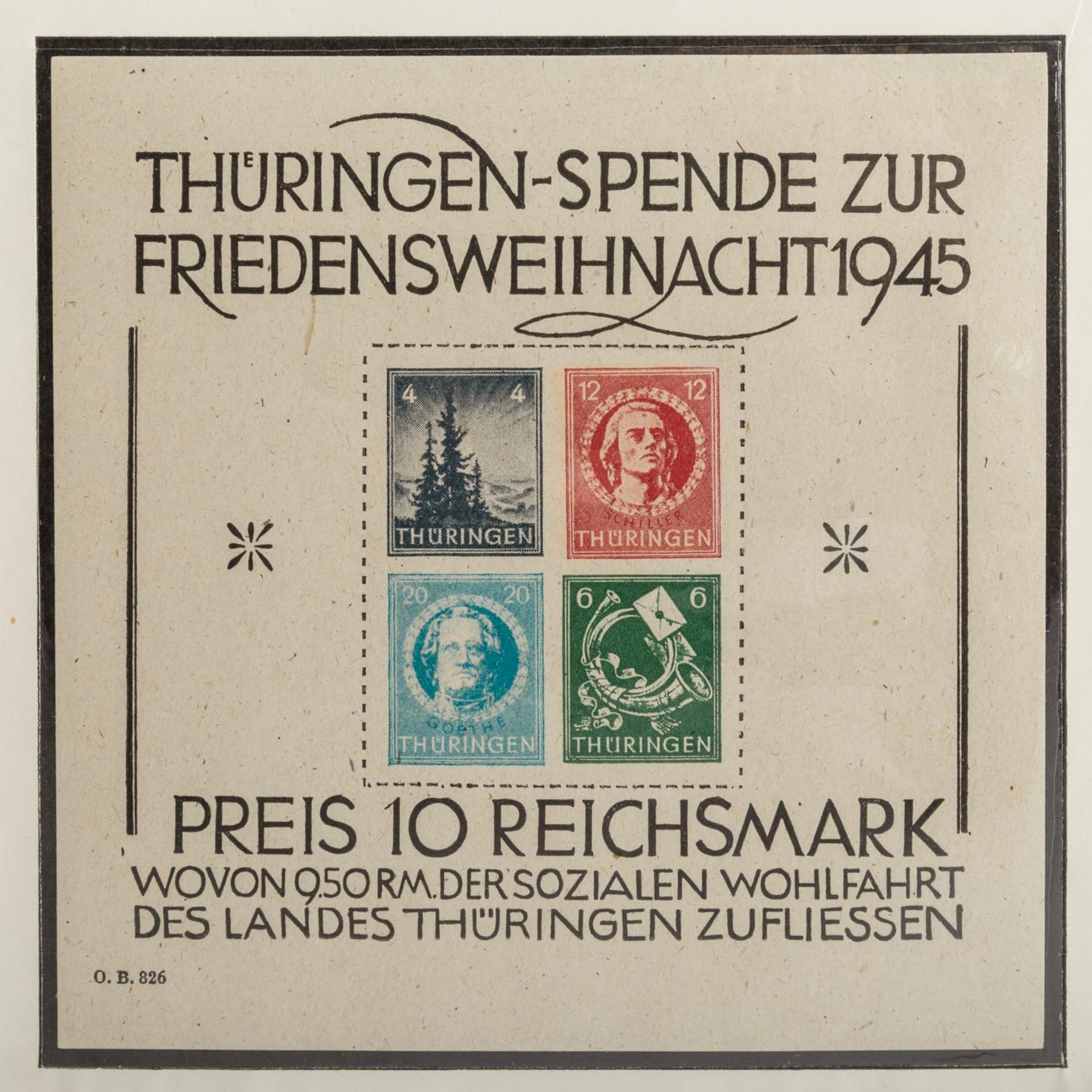 SBZ - Block 1 t Thüringen - Spende zur Friedensweihnacht 1945in postfrischer Erhaltung. Winzige - Bild 2 aus 2