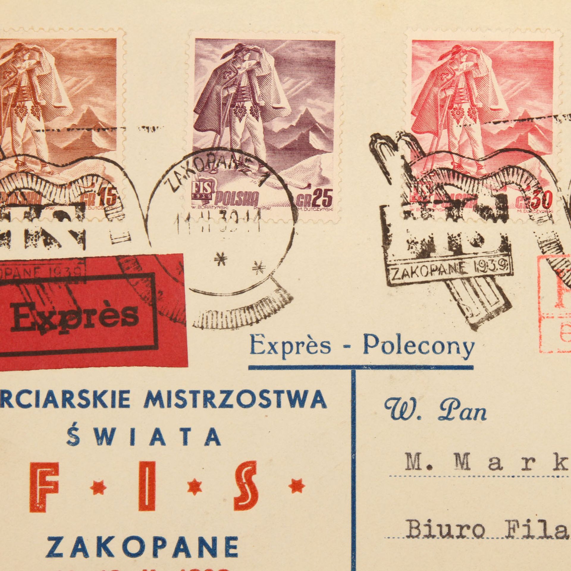 Polen - Brieflot 1933/39, 19 Belege,dabei FIS, Challenge Flug, etc. (teils mehrfach, auch - Bild 2 aus 5