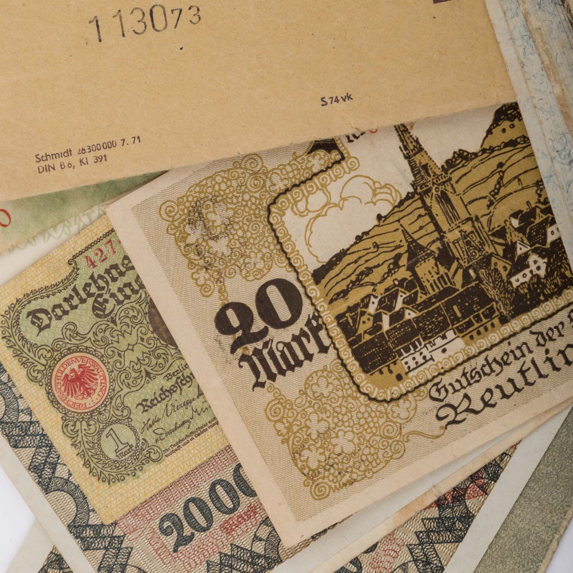 Banknoten, vorwiegend Deutschland , 19.Jh/1.H. 20.Jh. -dabei Dt. Kaiserreich, III. Reich, DDR, - Bild 5 aus 5
