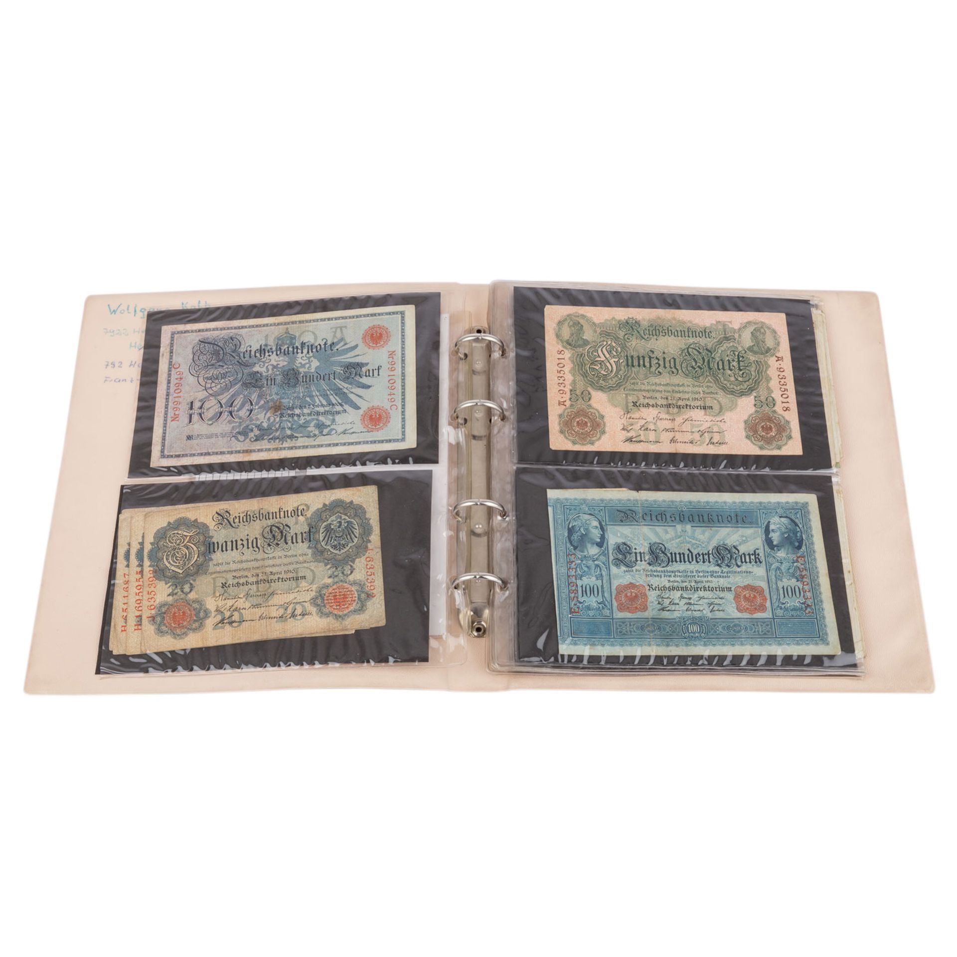 Album mit dt. Banknoten -einige Banknoten Dt. Kaiserreich, Weimarer Republik und Inflation. Erhalt