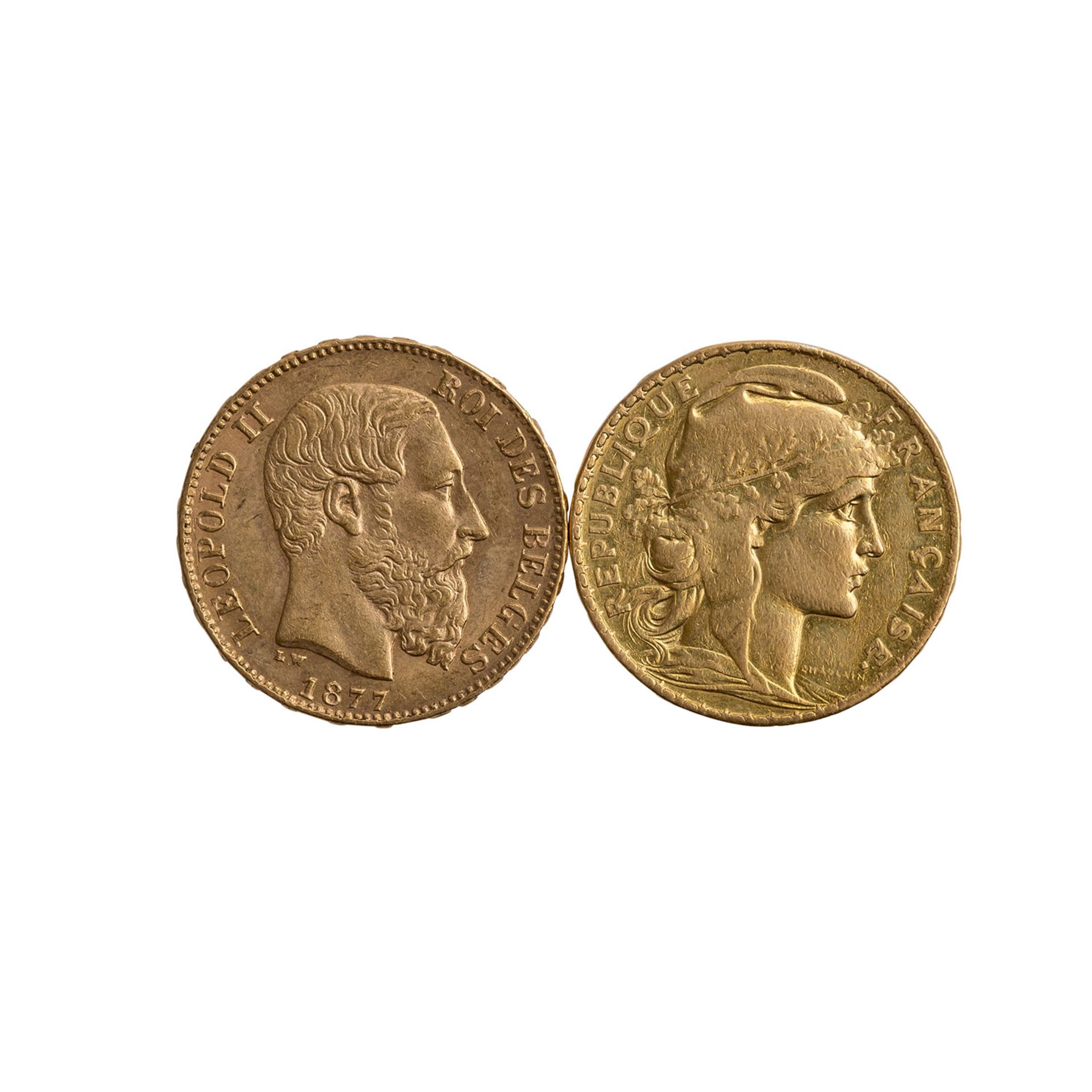 Minikonvolut GOLD Belgien und Frankreich -1 x Frankreich - 20 Francs 1908, Marianne, ss., - Bild 2 aus 2