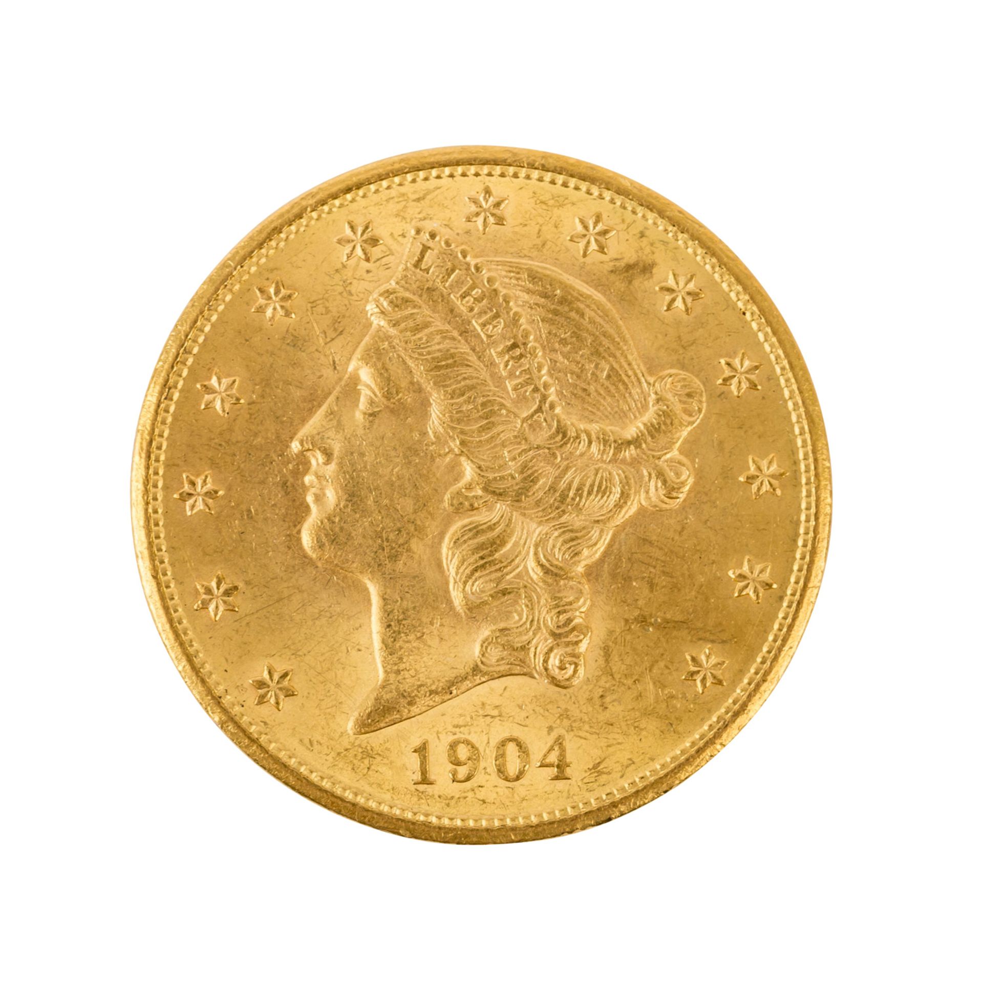 USA/GOLD - 20 Dollars 1904 Liberty Head,ca. 30 g fein, ssVF - Bild 2 aus 2