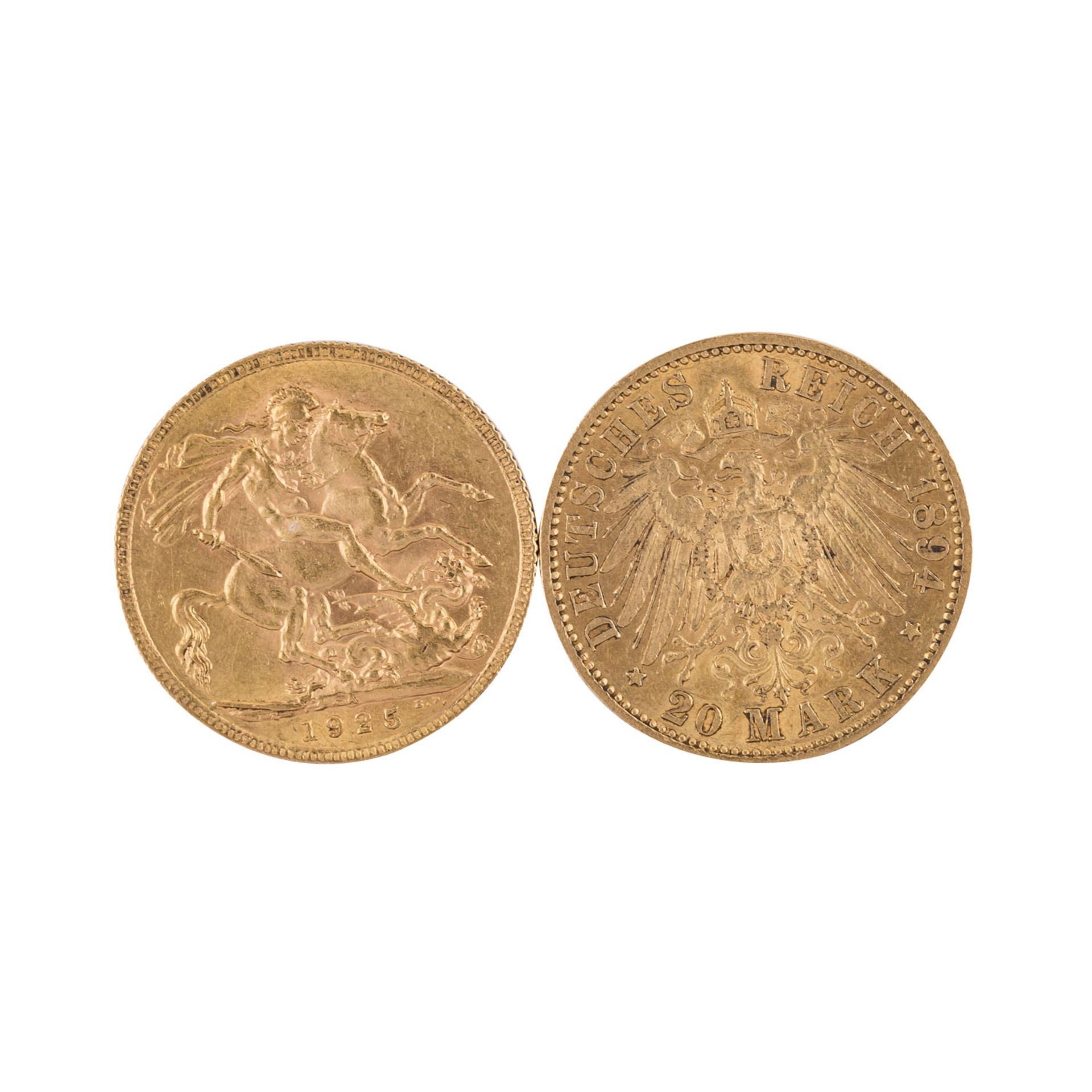 GOLDLOT ca. 65,7 g fein, bestehend ausPreussen 3 x 20 Mark 1894 (2x) und 1899 A Wilhelm II., Schweiz - Bild 2 aus 6