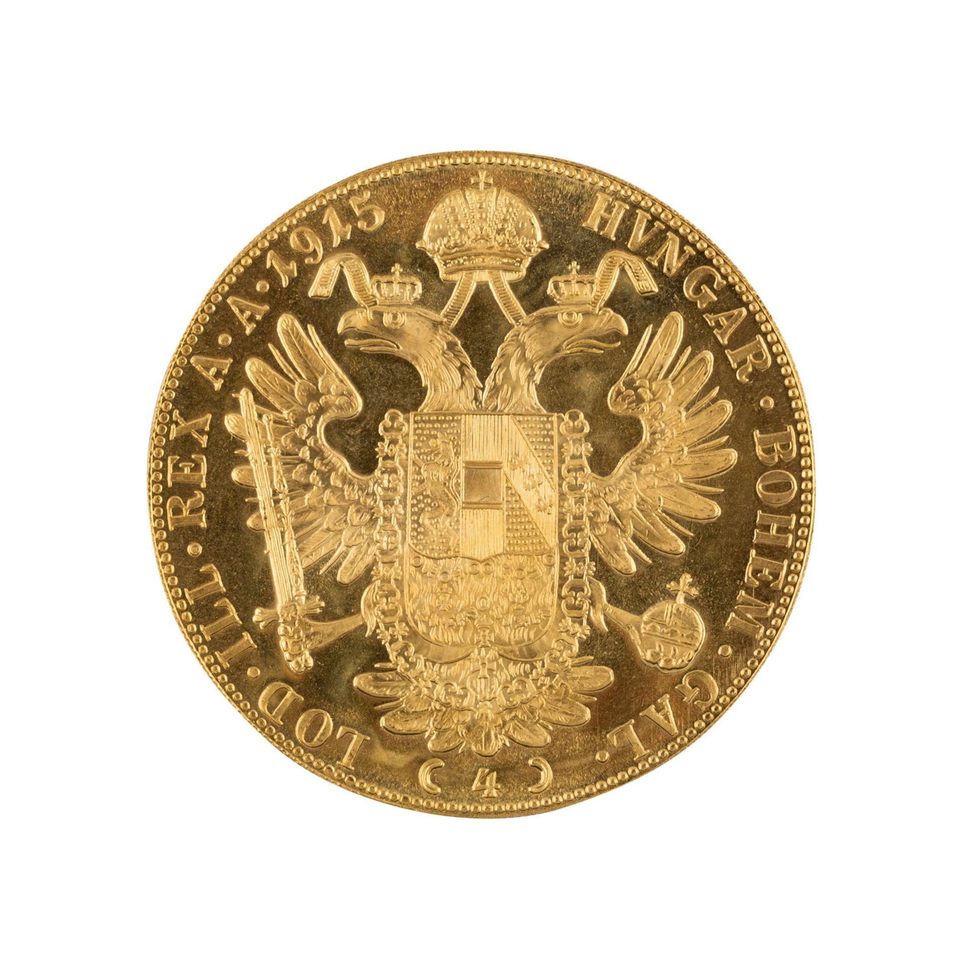 Österreich/GOLD - Ca. 75,5 g fein, bestehend aus100 Kronen 1915 NP, 2 x 4 Dukaten 1915 NP, 2 x 8 - Bild 3 aus 5