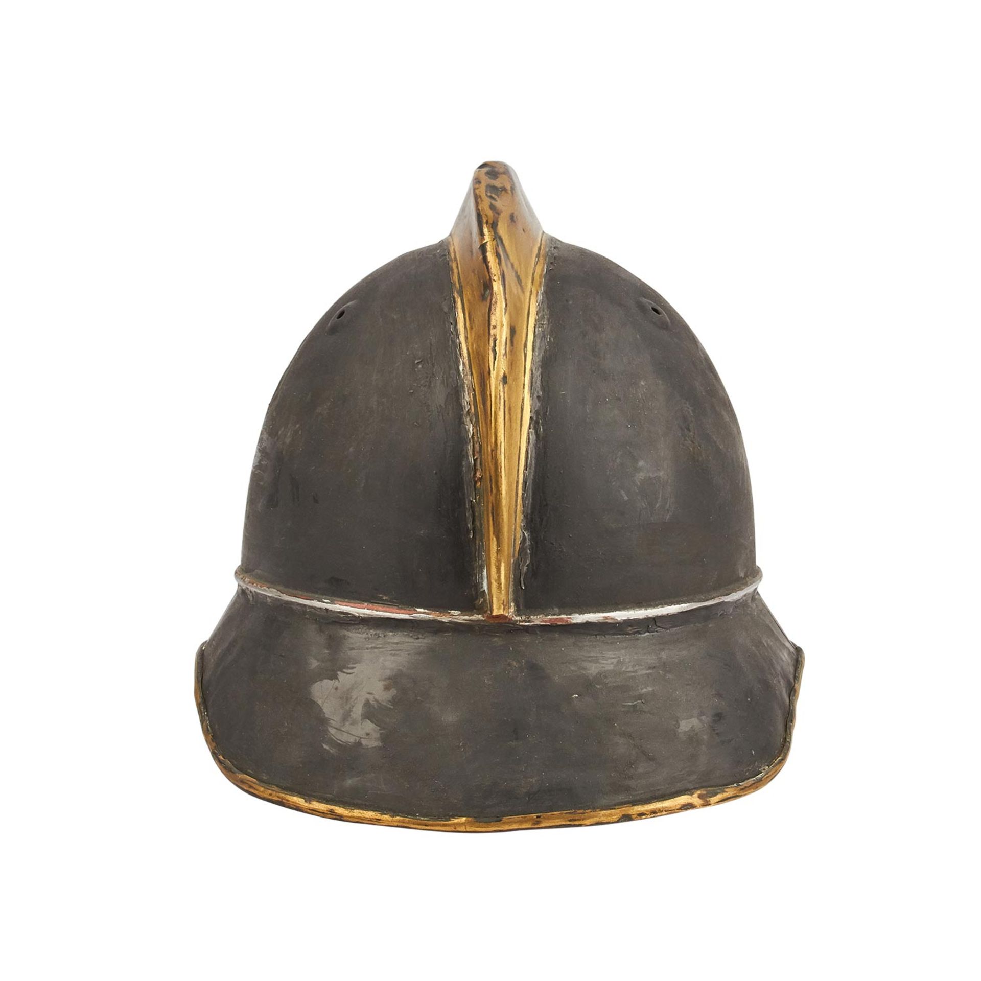 2 Helme - Schweiz und Frankreich. Feuerwehrhelm vermutl. um 1900,partiell restauriert bzw. - Bild 9 aus 15