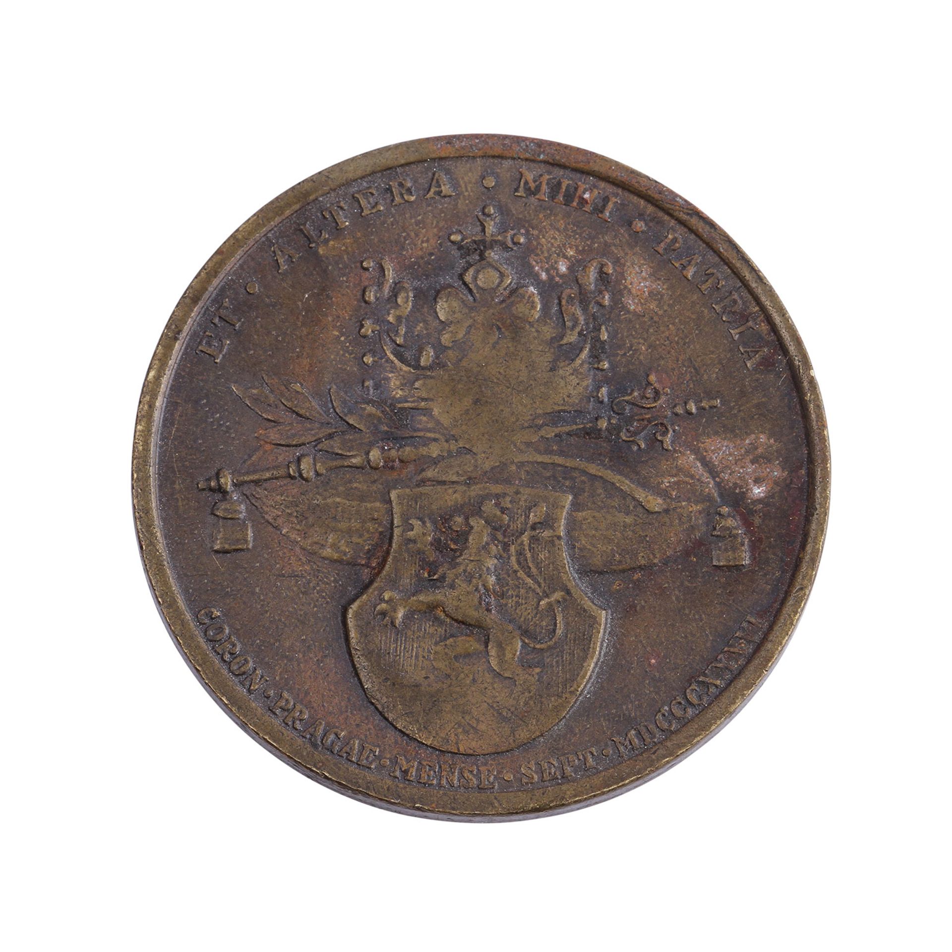RDR Bronzemedaille - Medaille auf die Krönung von Maria Anna Augustaund Ferdinand I. 1836 in Prag, - Bild 2 aus 2