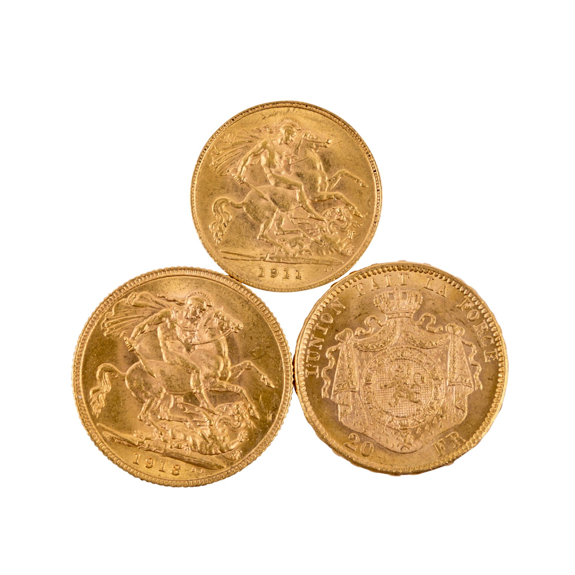 2 Münzalben mit GOLD und SILBER -dabei u.a. 1 x GB - 1 Sovereign 1913, George V., ss., 7,32g GOLD - Bild 4 aus 4