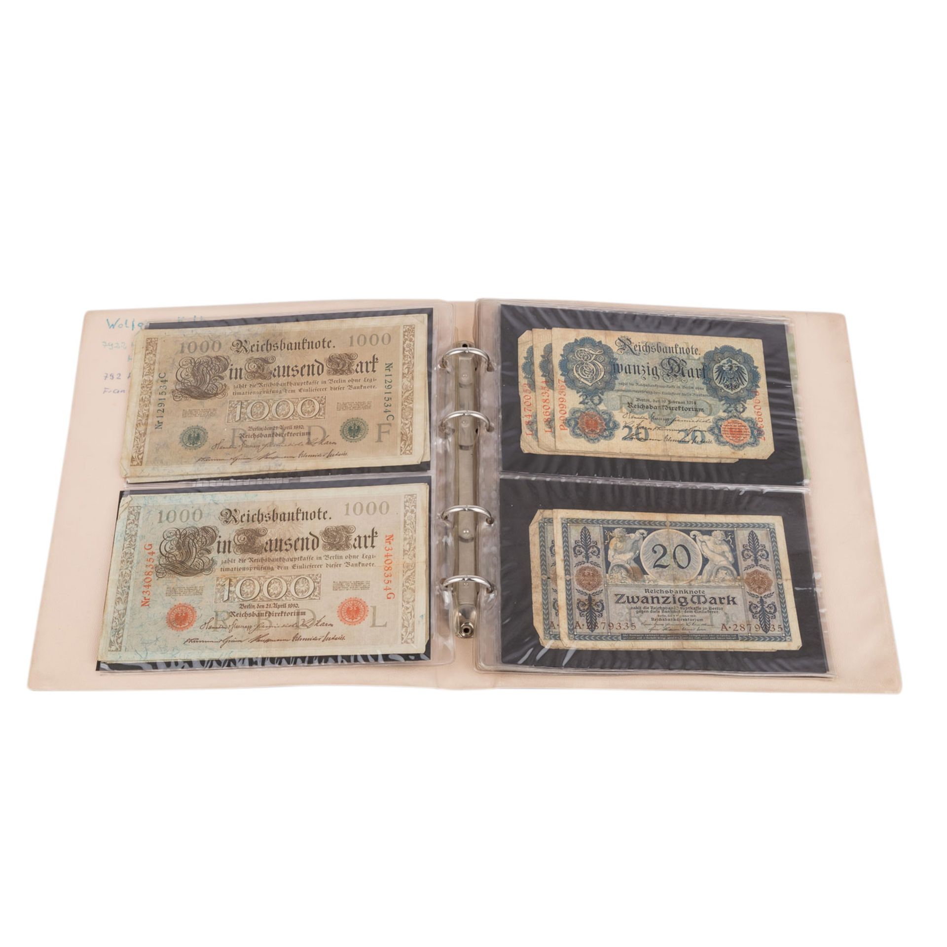 Album mit dt. Banknoten -einige Banknoten Dt. Kaiserreich, Weimarer Republik und Inflation. Erhalt - Bild 2 aus 2