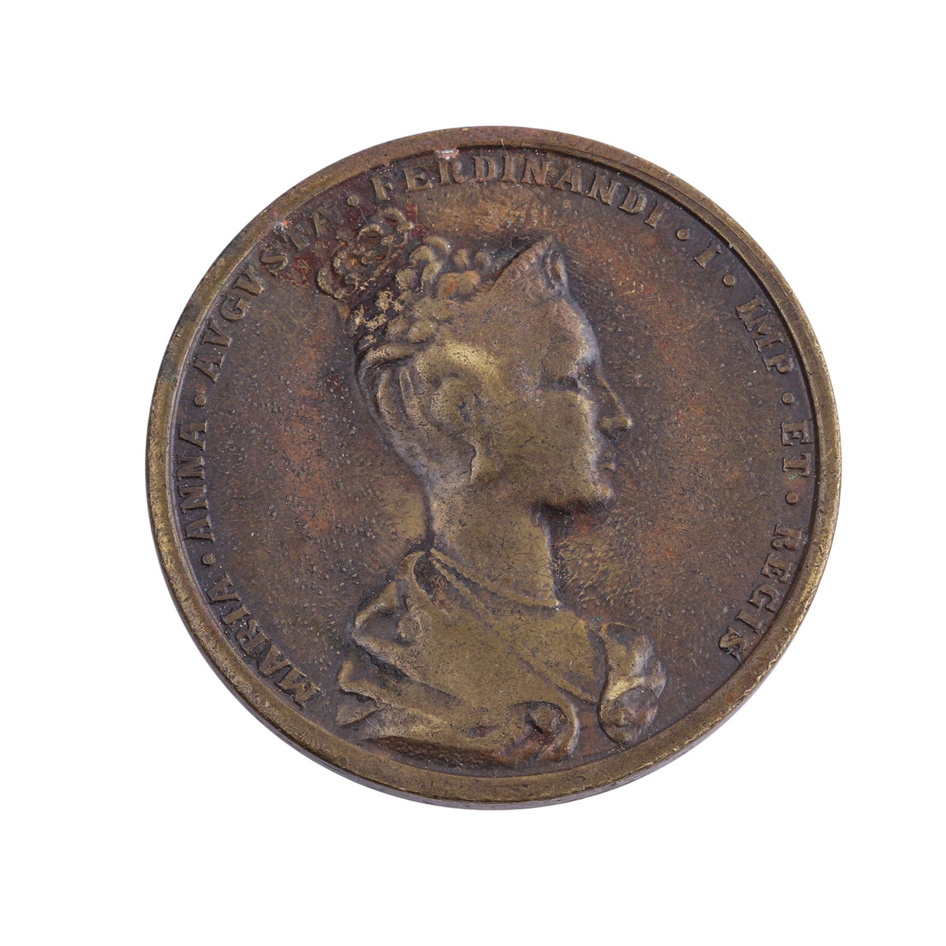 RDR Bronzemedaille - Medaille auf die Krönung von Maria Anna Augustaund Ferdinand I. 1836 in Prag,