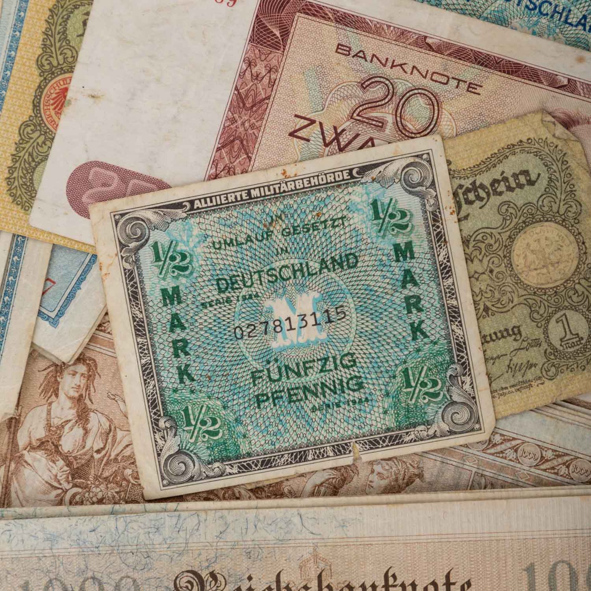 Banknoten, vorwiegend Deutschland , 19.Jh/1.H. 20.Jh. -dabei Dt. Kaiserreich, III. Reich, DDR, - Bild 2 aus 5