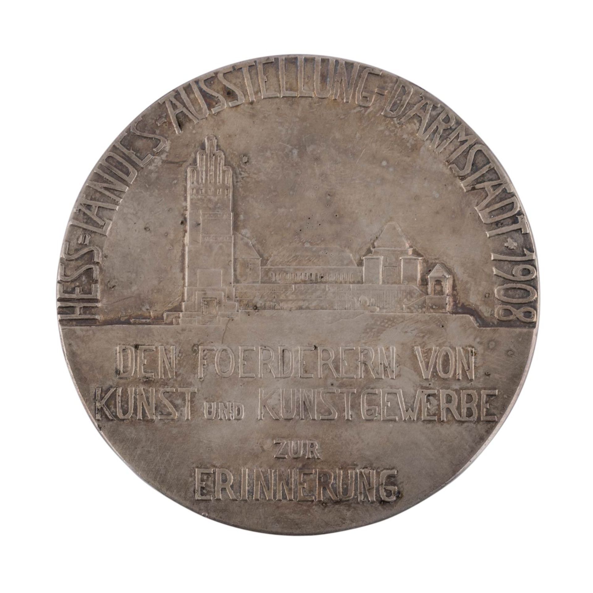 Hessen - Versilberte Bronzemedaille 1908. Auf diehessische Landesausstellung in Darmstadt 1908. - Bild 2 aus 3