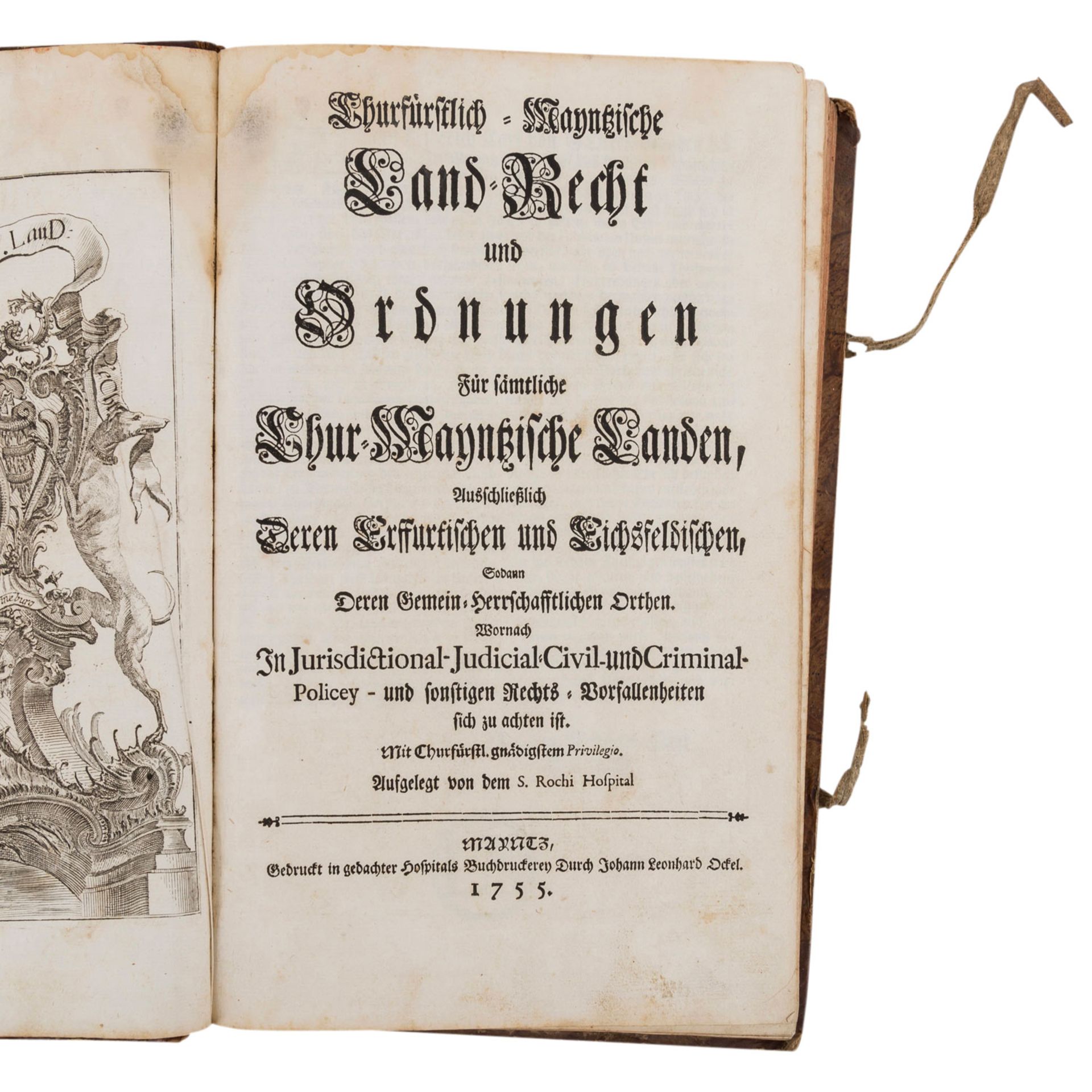 Mainzer Landrecht, Mitte 18.Jh. -"Churfürstlich = Maynzische Land=Recht und Ordnungen für - Bild 3 aus 6