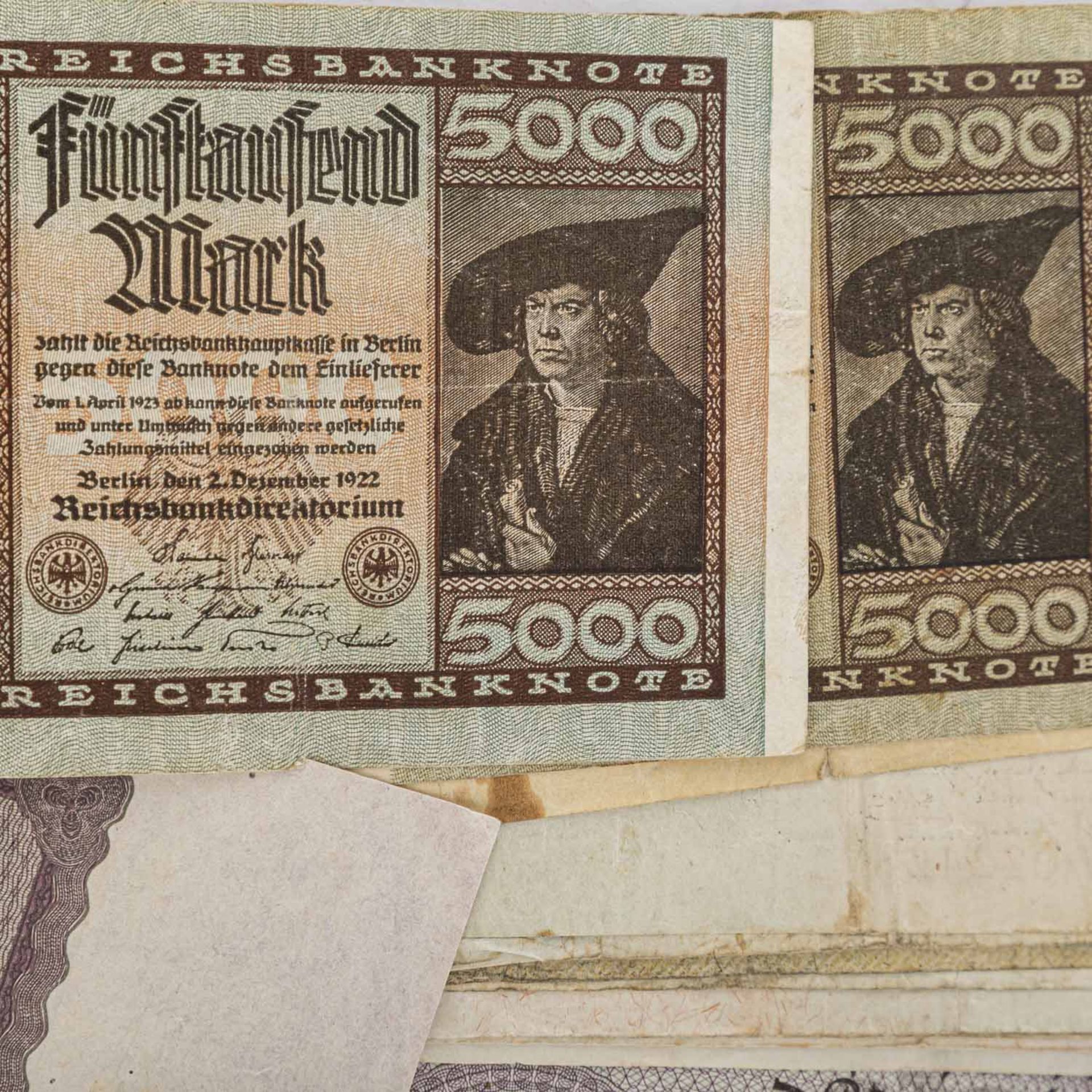 Kleines Konvolut Banknoten Deutschland,1.H. 20.Jh. -Dt. Kaiserreich, Weimarer Republik mit Infaltion - Bild 6 aus 6