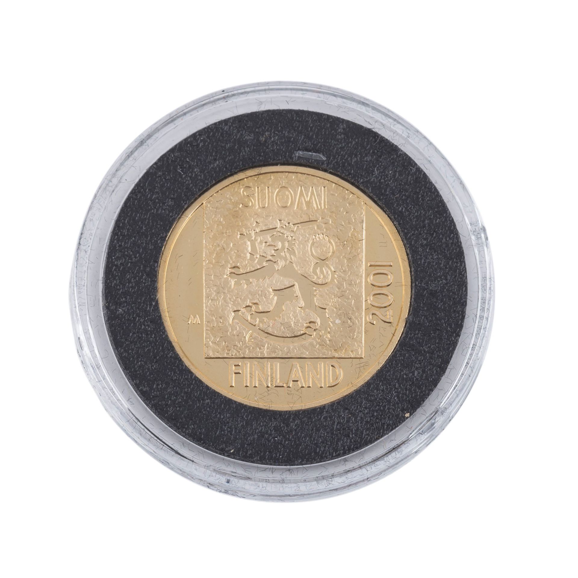 Finnland/GOLD - 1 Markkaa 2001, Zum Abschied der Währung, PP,verkapselt, im Originaletui, mit - Bild 2 aus 3
