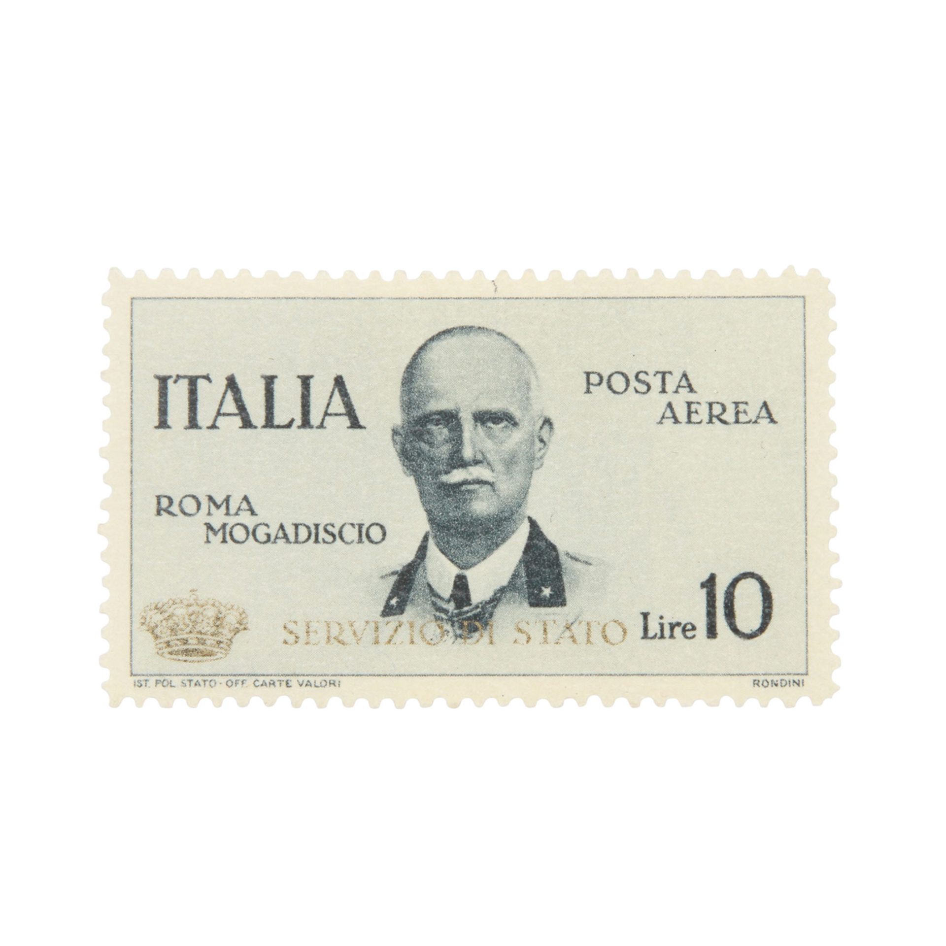 Italien - 1934, Dienstmarke Mi.Nr. 10, Falzfehler,10 Lire Marke für den Postflug Rom-Mogadiscio