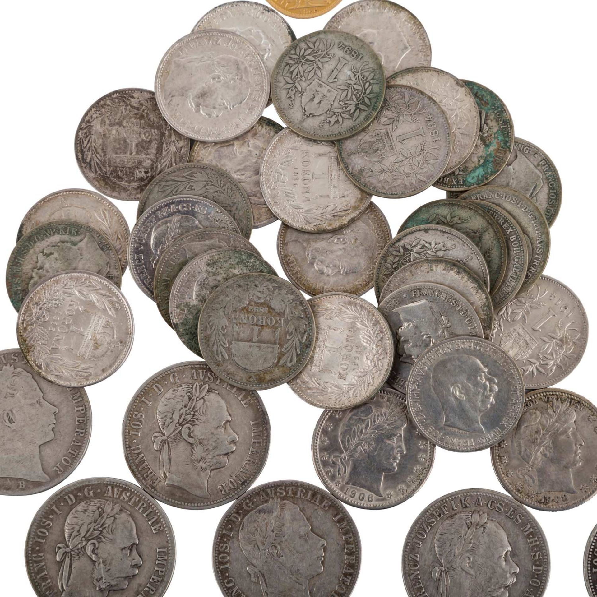 Konvolut aus Silbermünzen, dazu etwas Gold –hauptsächlich aus Doppelmonarchie Österreich-Ungarn, - Bild 2 aus 3