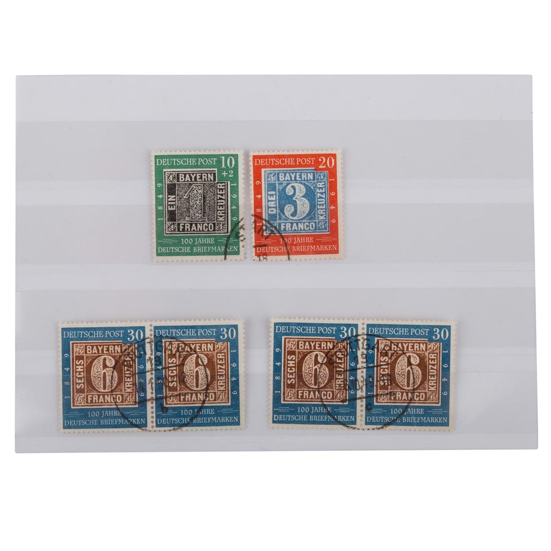 BRD - 1949, Ausgabe 100 Jahre Dt. Briefmarke,gestempelt, der Wert zu 30 Pfg. in zwei waagerechten