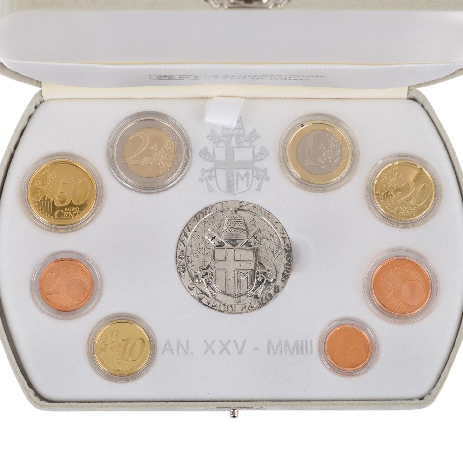 Vatikan - Prestige Euro-Kursmünzensatz mit Silbermedaille,Pontifikat Johannes Paul II. im Jahr 2003. - Bild 2 aus 3