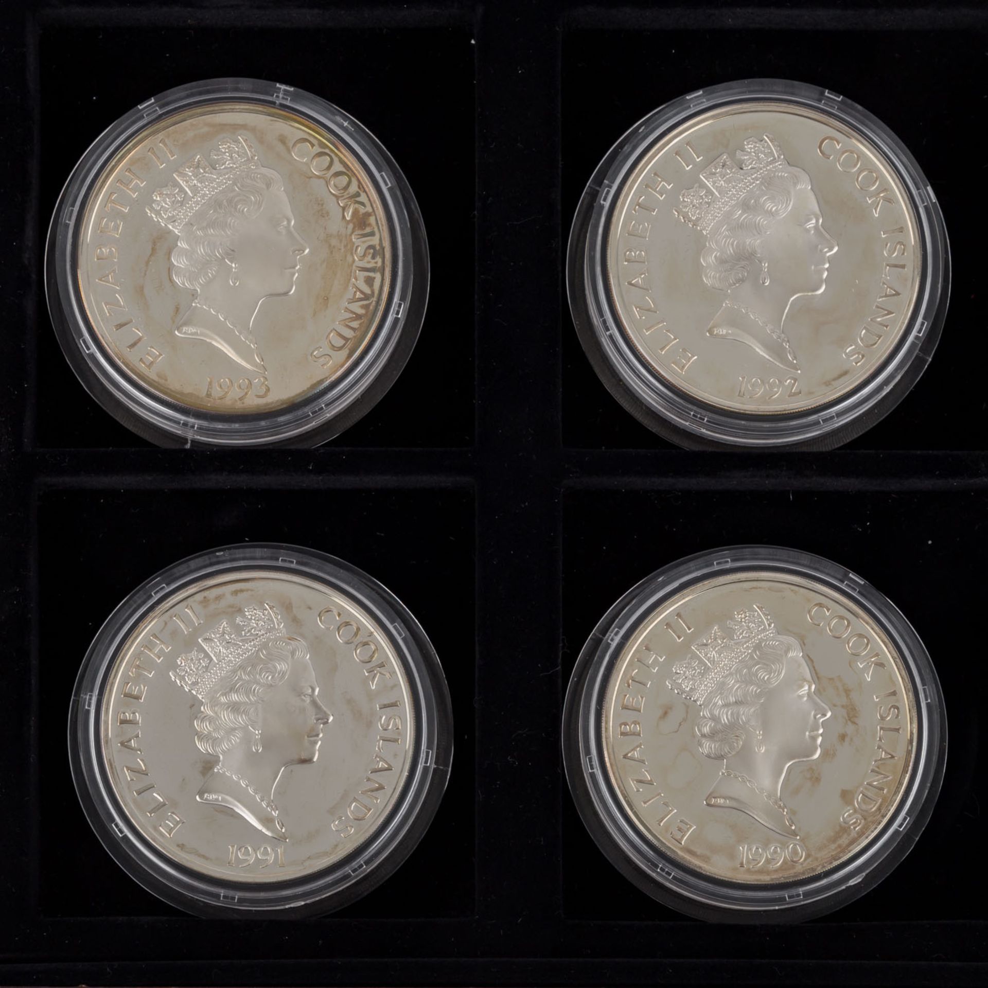 Cookinseln Serie 500 Years of America - 4 x 100 Dollars 1990-1993,je 5 Unzen fein, PP, verkapselt. - Bild 2 aus 3