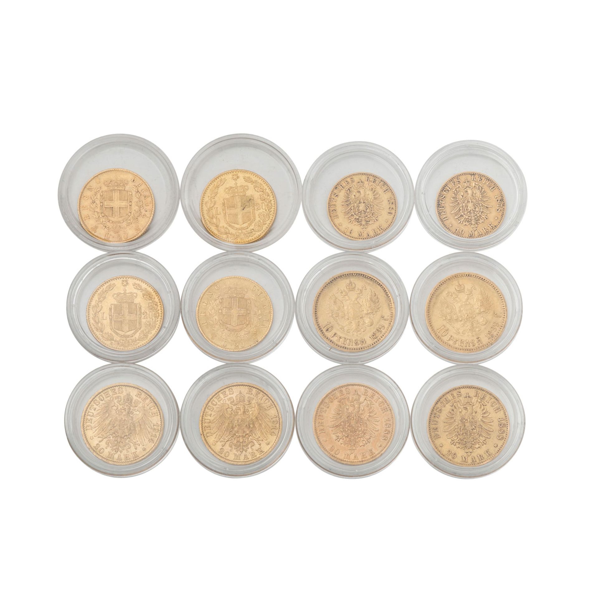 Interessantes GOLDLOT 12 Münzen ca. 75 g fein mit Russland 2 x 10 Rubel1899 Nikolaus II., Italien - Bild 3 aus 3