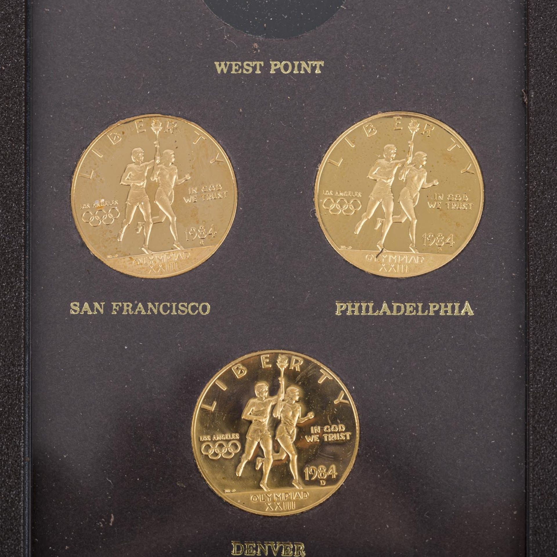 USA/GOLD - Olympische Spiele Los Angeles 1984,3 x 10 Dollars San Francisco, Philadelphia und